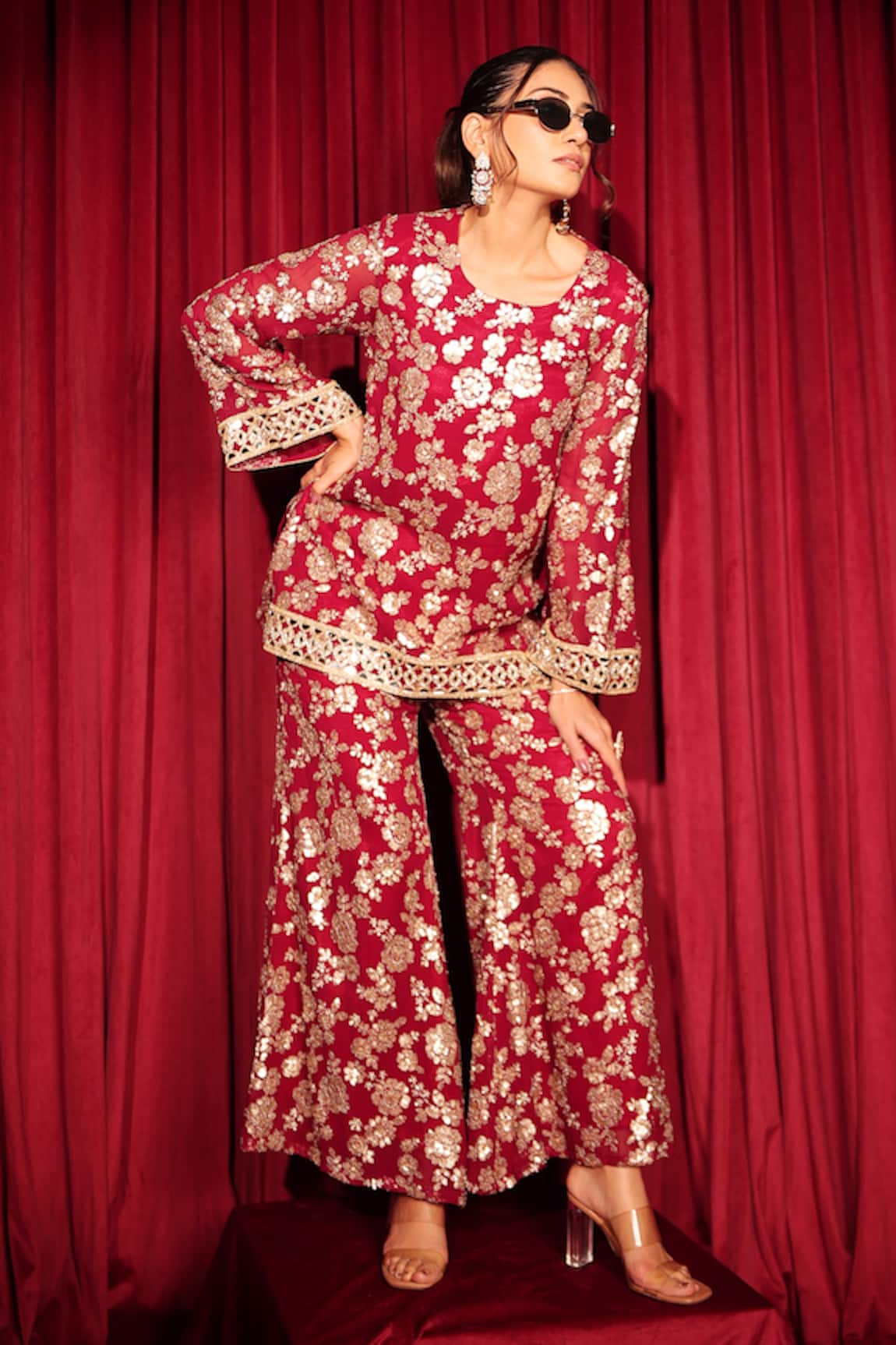 Tasuvure Indes Zaira Zardozi Embroidered Kurta & Sharara Set 