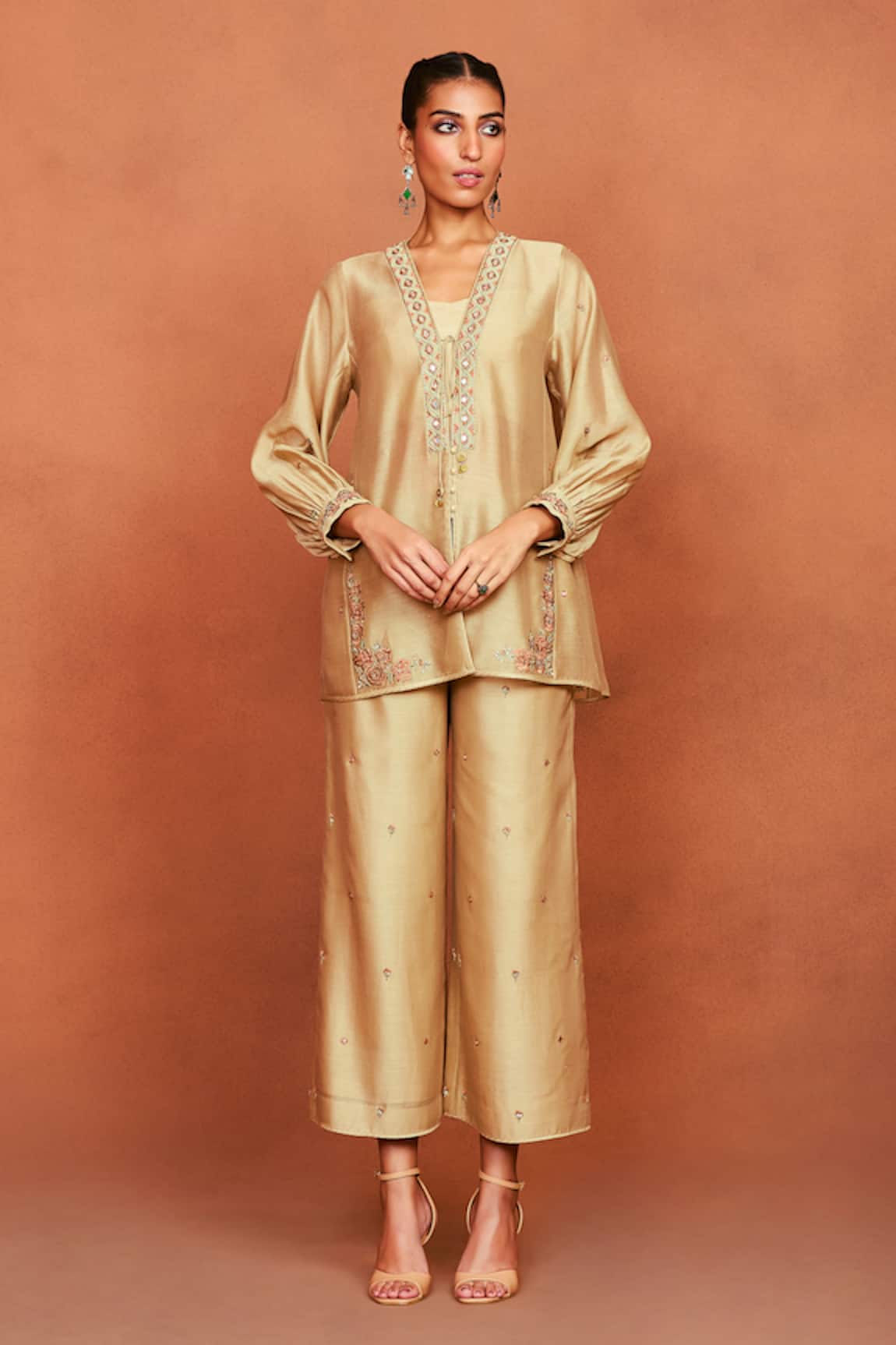 Sue Mue Aal Tribal Embroidered Top & Pant Set 