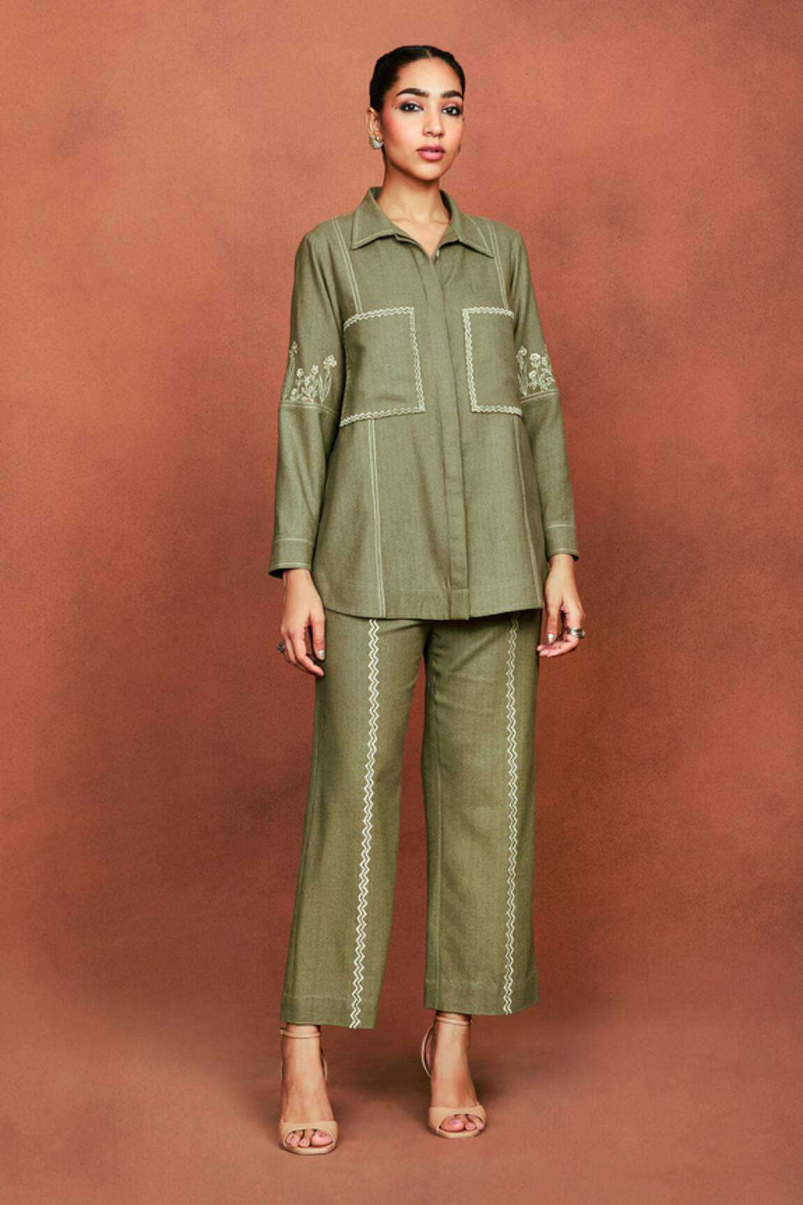 Sue Mue Sufi Embroidered Top & Pant Set 