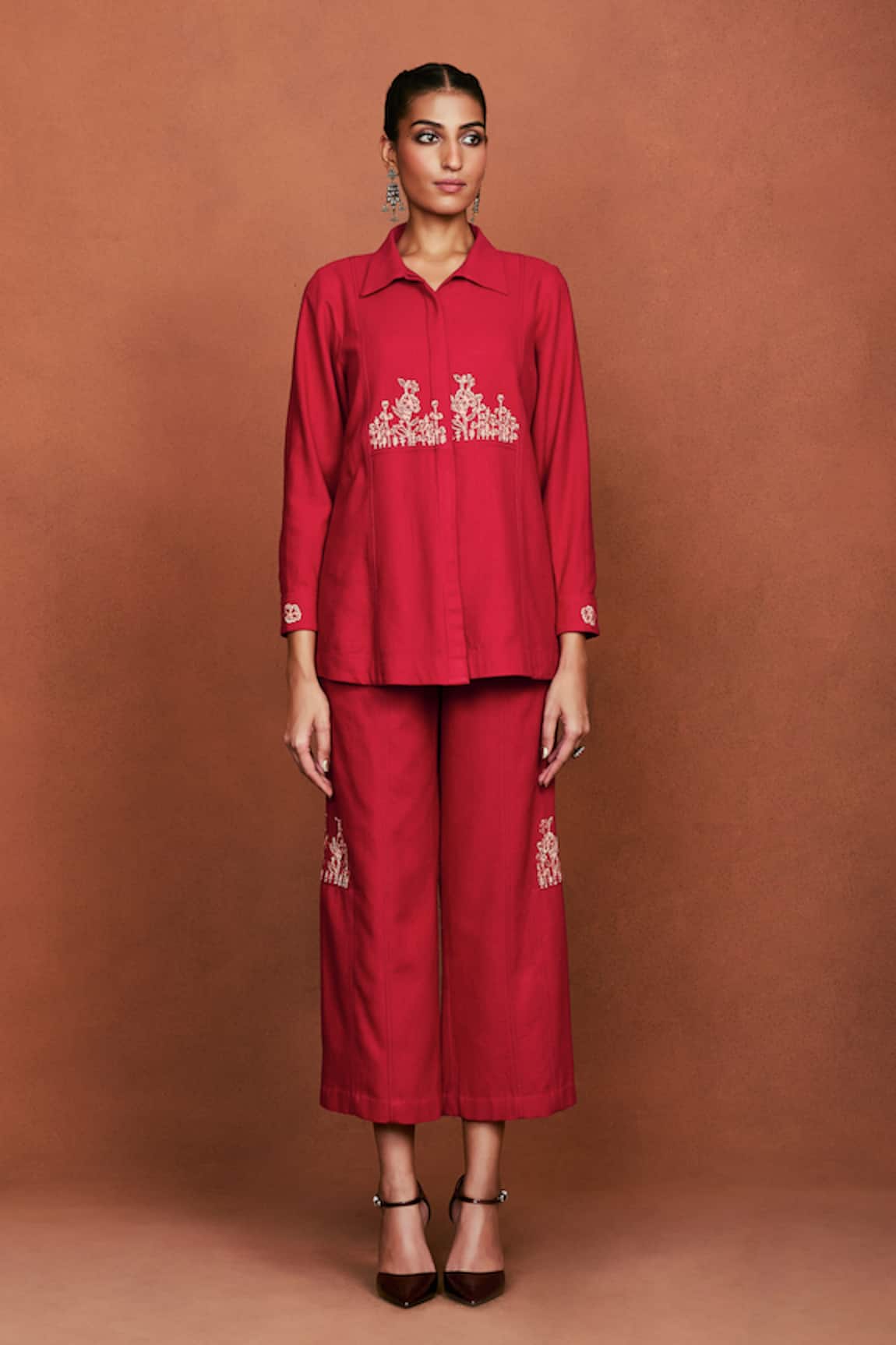 Sue Mue Paz Embroidered Shirt & Pant Set 