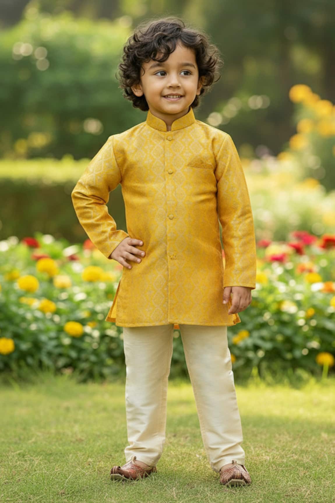 Maaikid Brocade Woven Sherwani Set 