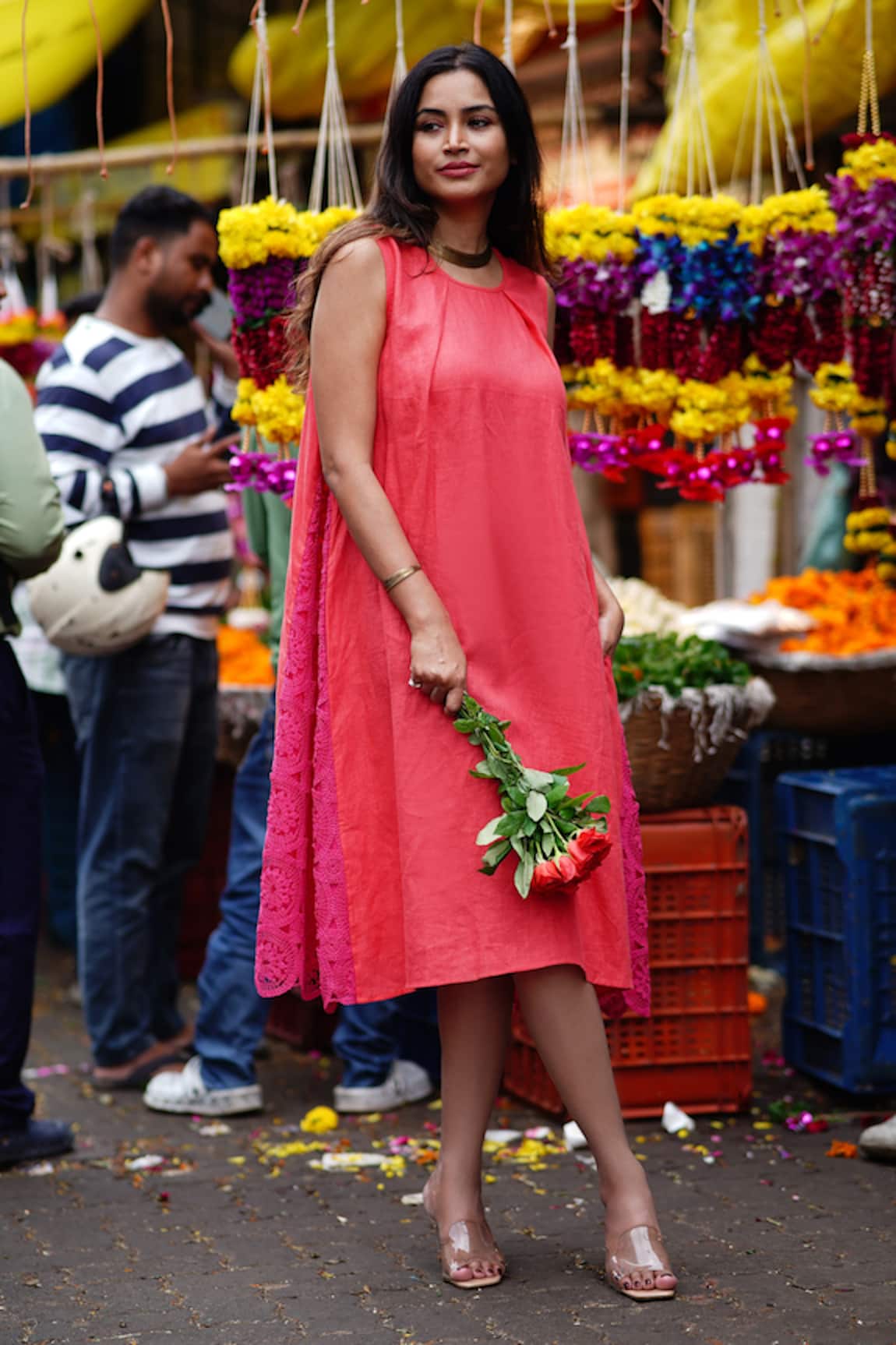 Gothilo Salsa & Pink Linen Dress 