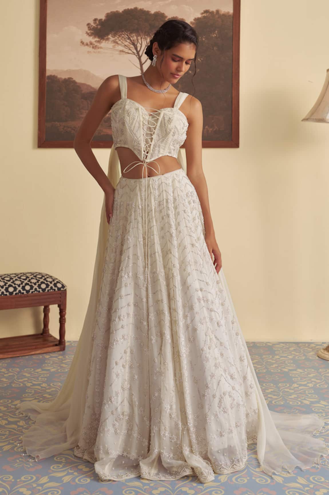 Jade By Ashima Lily Embrace Pearl Embroidered Lehenga Set 