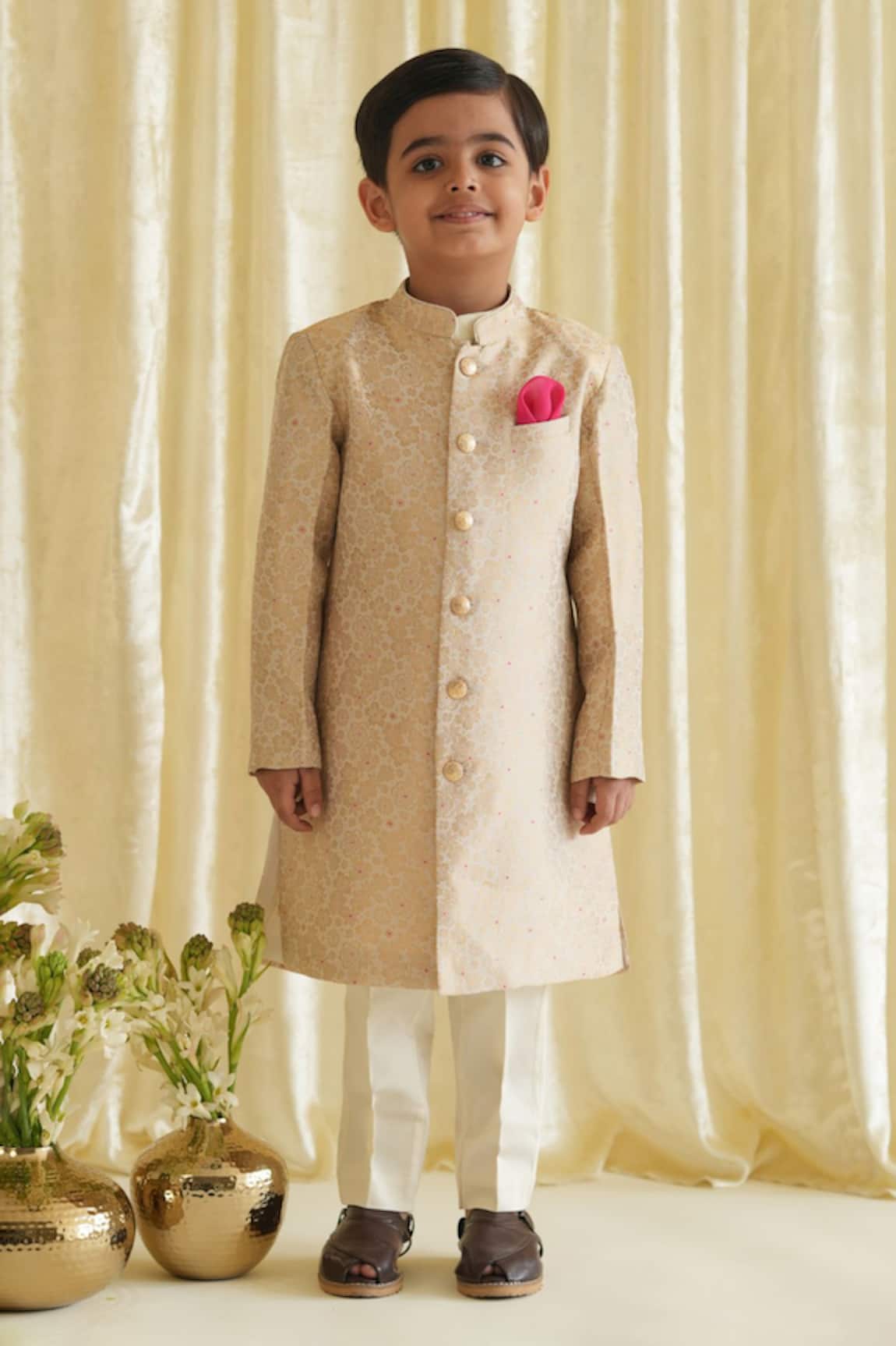Tiber Taber Floral Woven Sherwani Set 