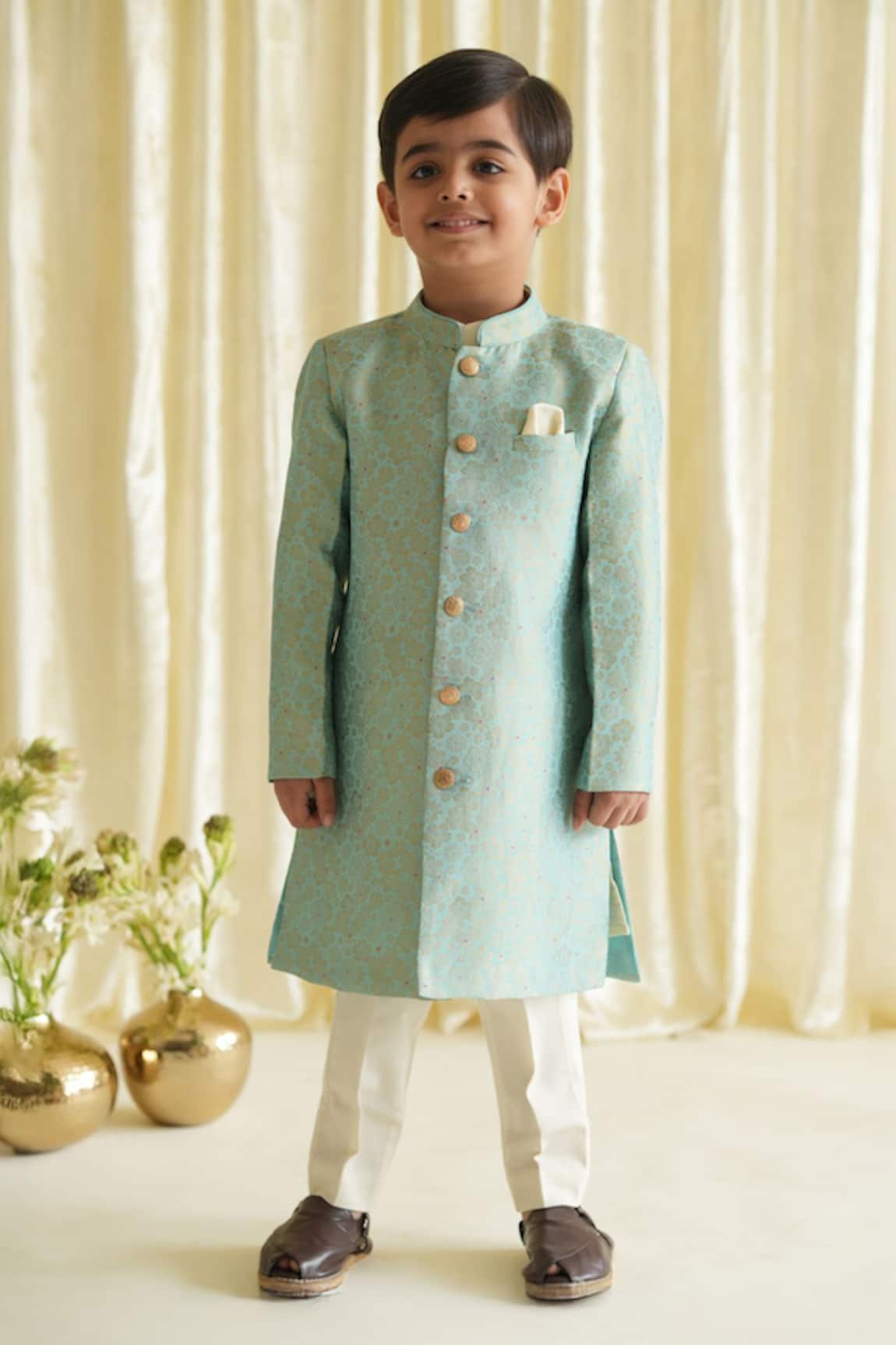 Tiber Taber Floral Woven Sherwani Set 