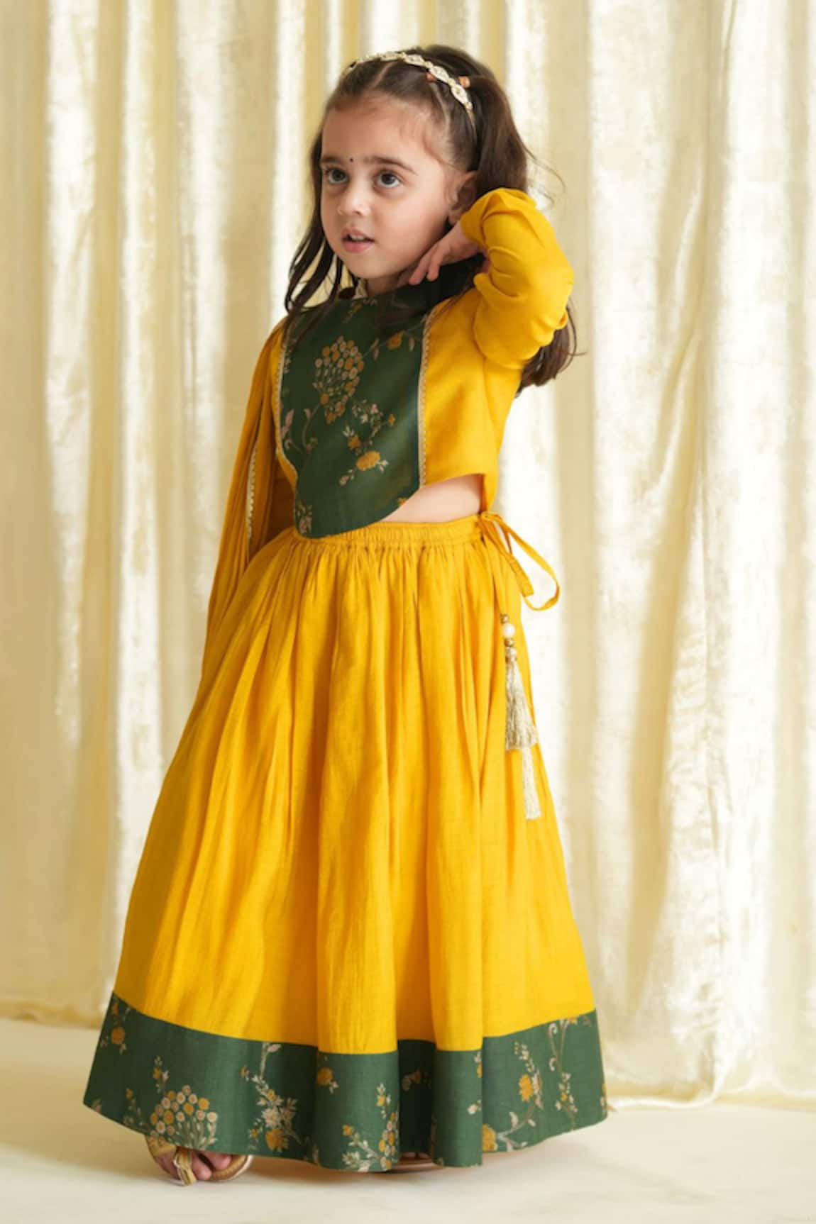 Tiber Taber Contrast Bordered Lehenga Set 