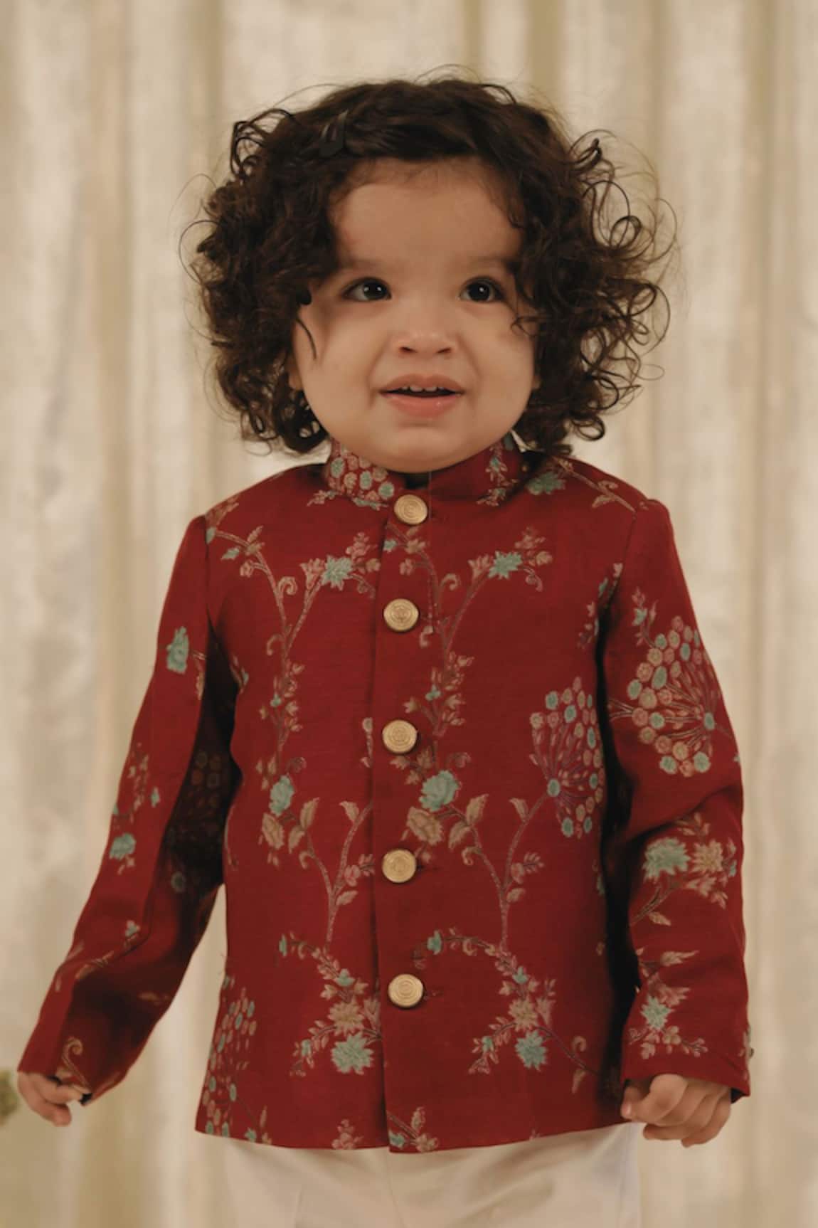 Tiber Taber Floral Woven Bandhgala 