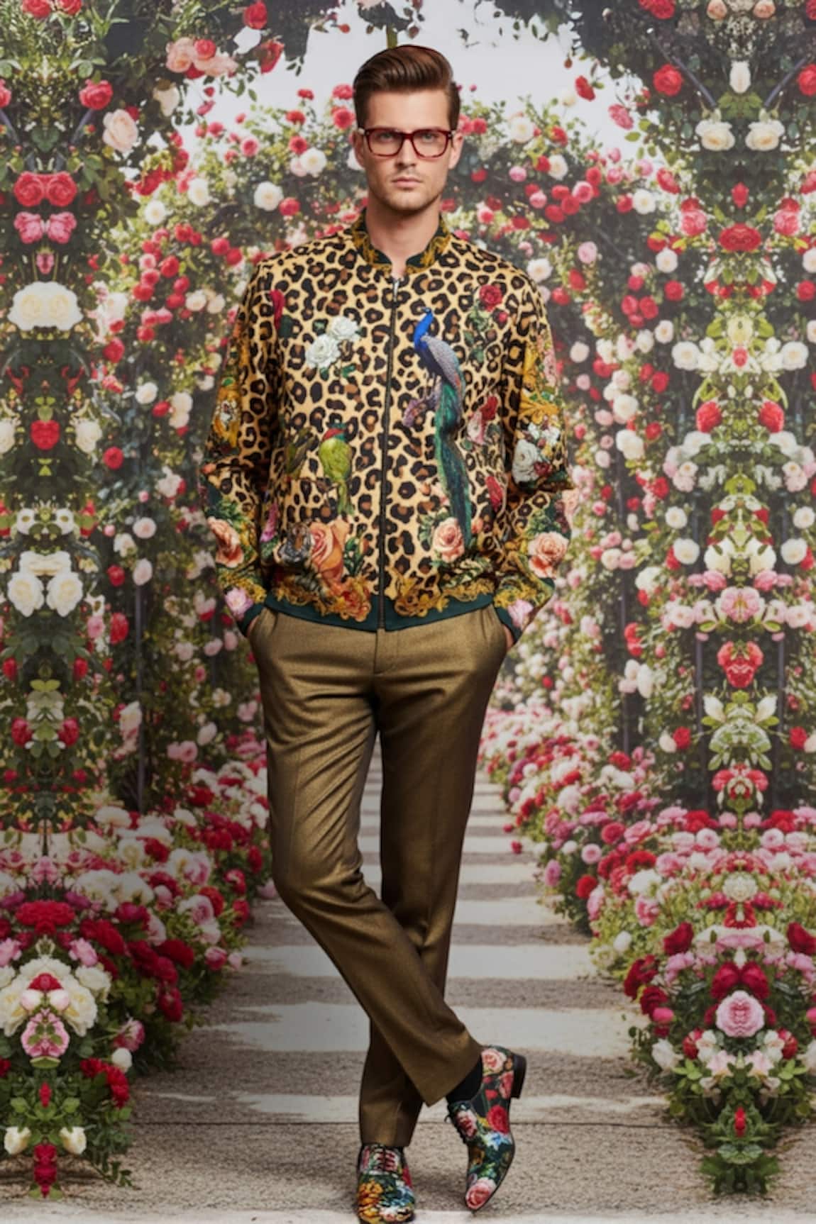 MR. Ajay Kumar Twilight Leopard Print Bomber Jacket 