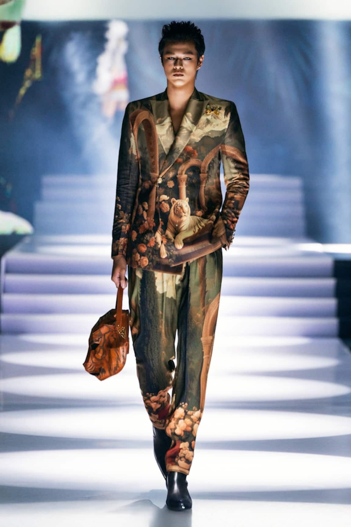 MR. Ajay Kumar Doric Double Breasted Print Suit Set 