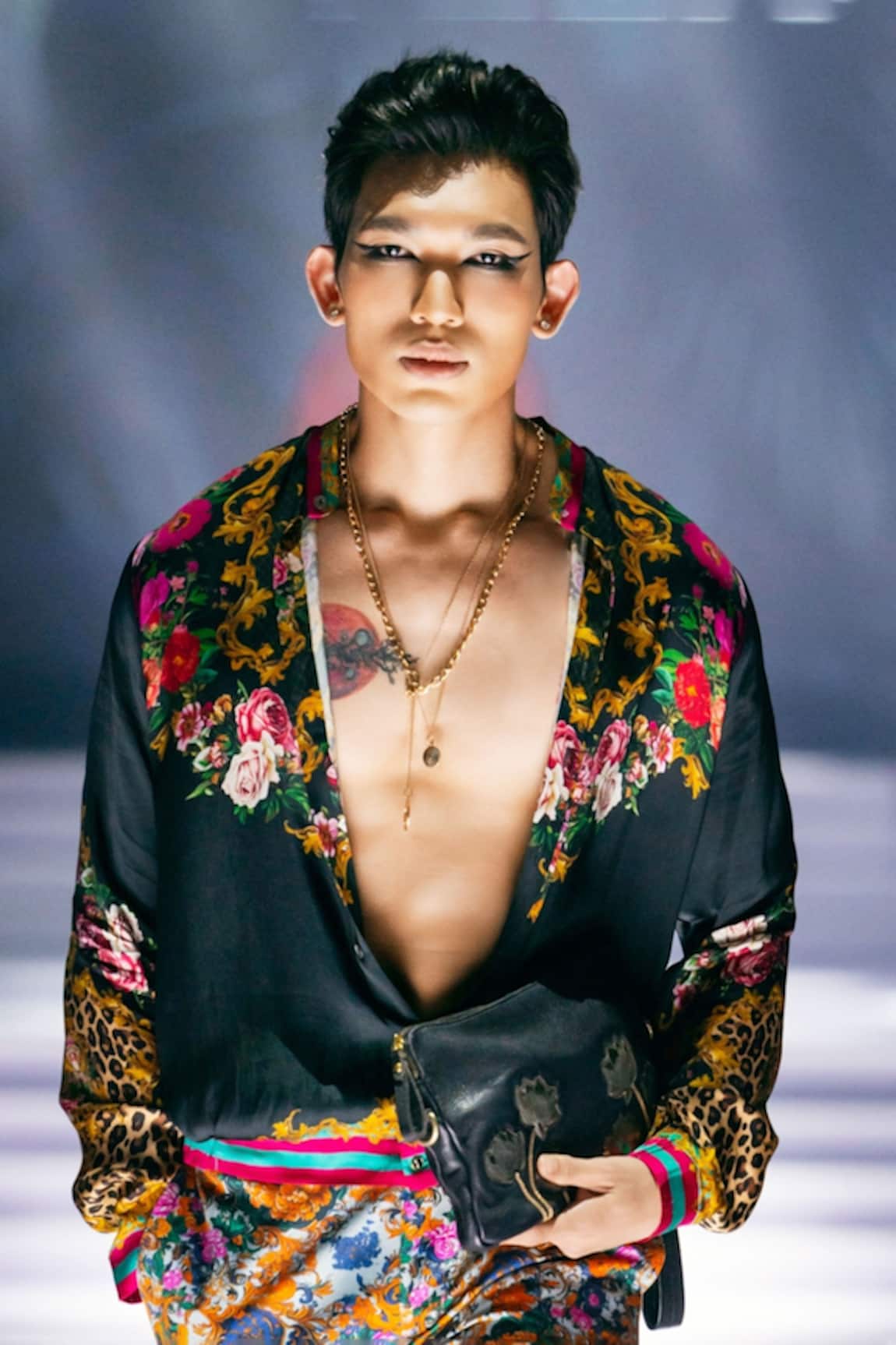 MR. Ajay Kumar Samrat Black Printed Shirt 