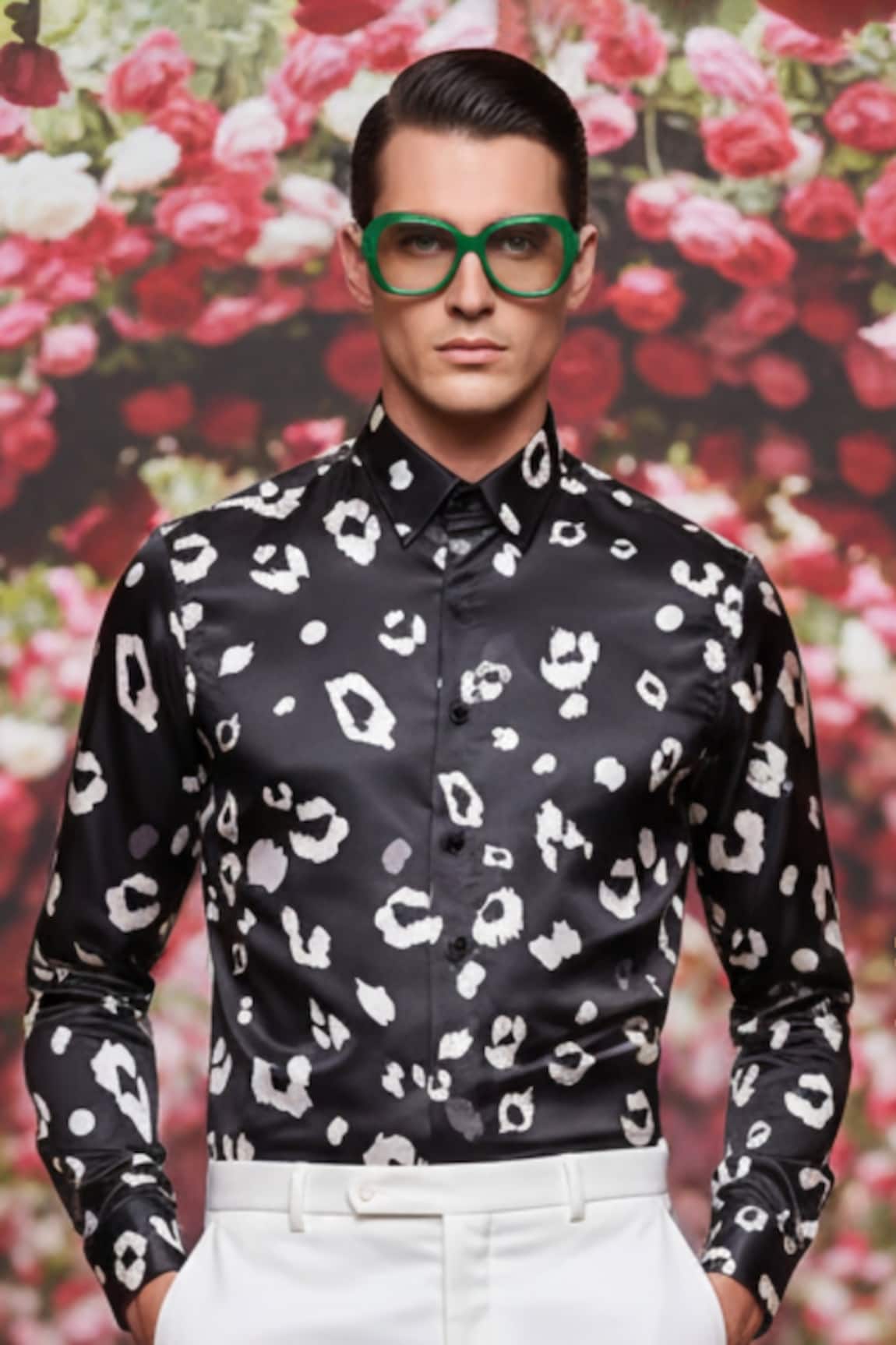 MR. Ajay Kumar Shabd Black Leopard Print Shirt 