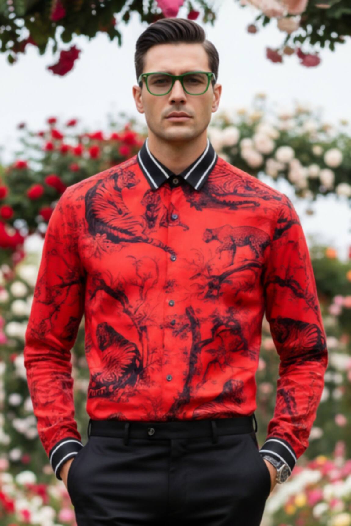 MR. Ajay Kumar Avion Delft Style Print Shirt 