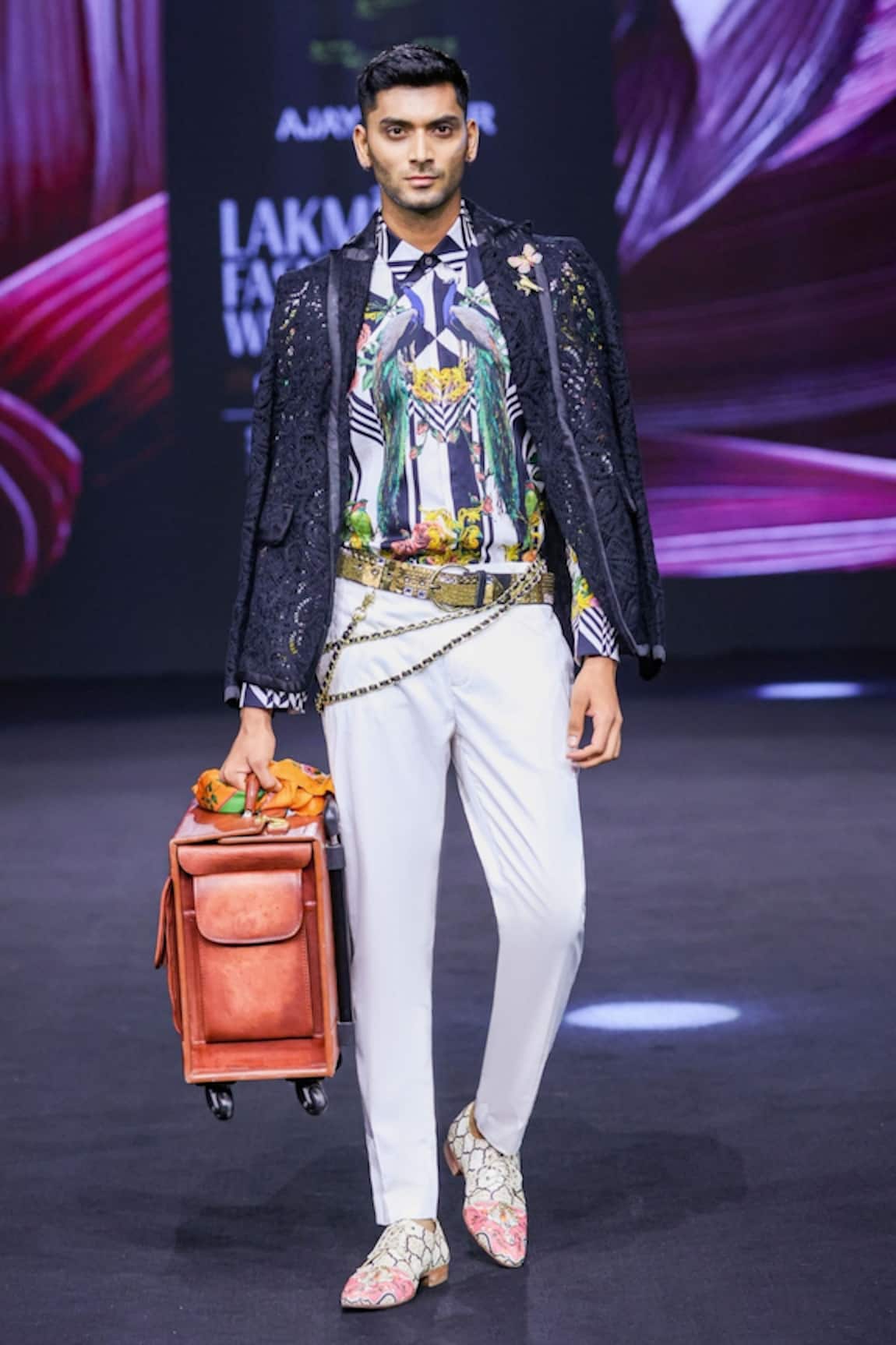 MR. Ajay Kumar Safa White Side Striper Pant 