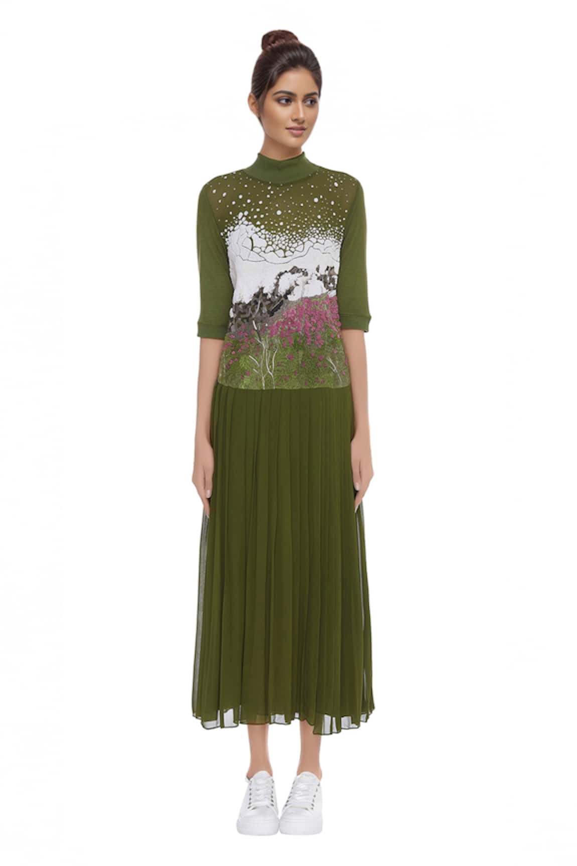 Huemn Embroidered high slit dress
