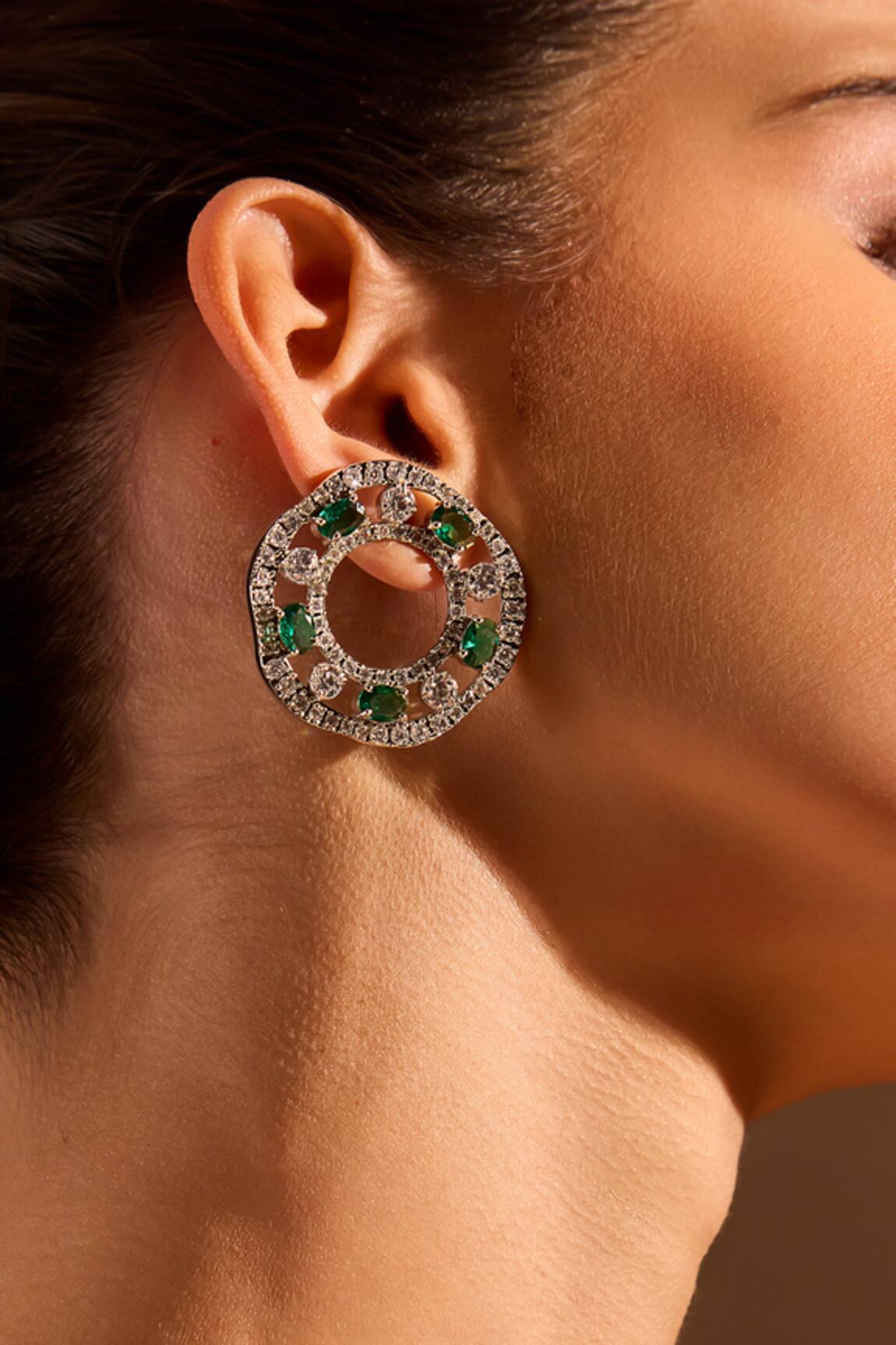 Mnsh Garden Of Green Embellished Stud Earrings 