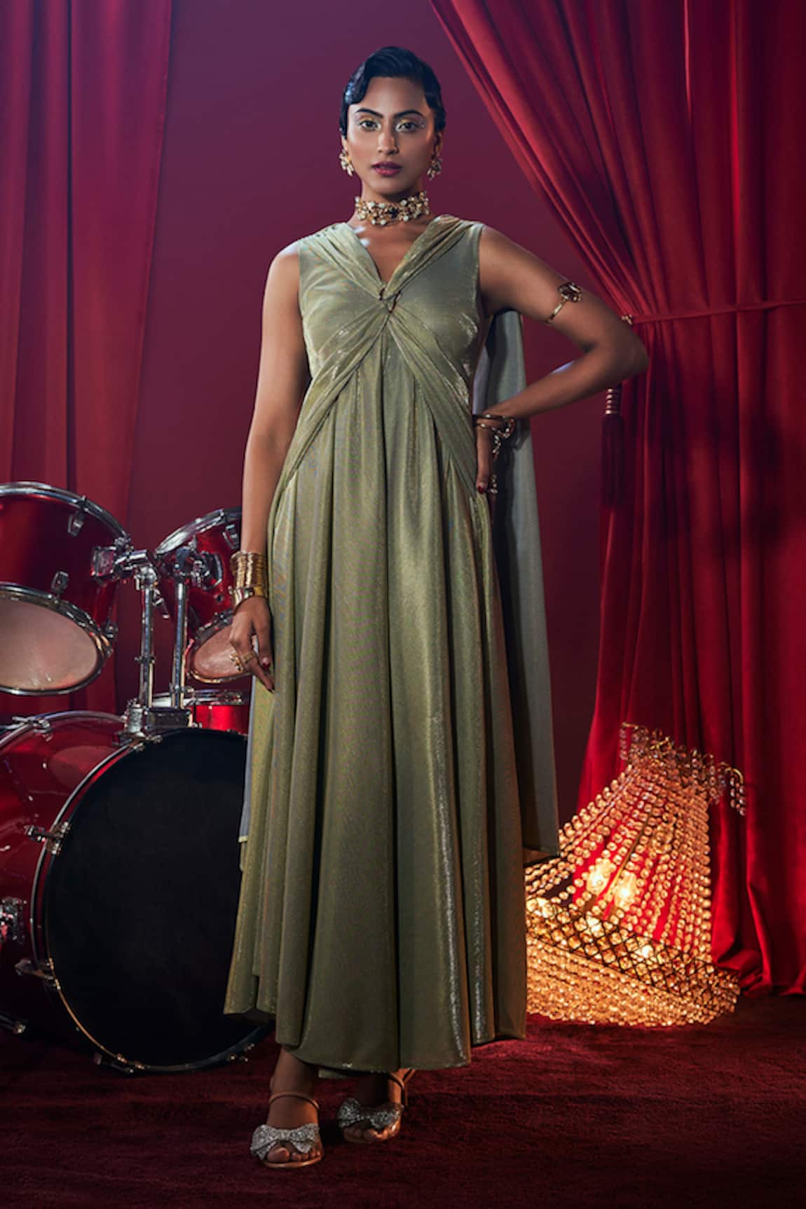 House Of Fett Donatella Embellished Lycra Gown 