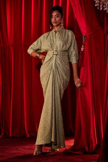 House Of Fett Belrose Textured Draped Gown 