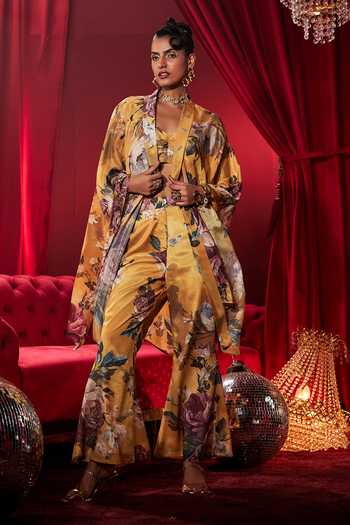 House Of Fett Rose Floral Print Cape Pant Set 