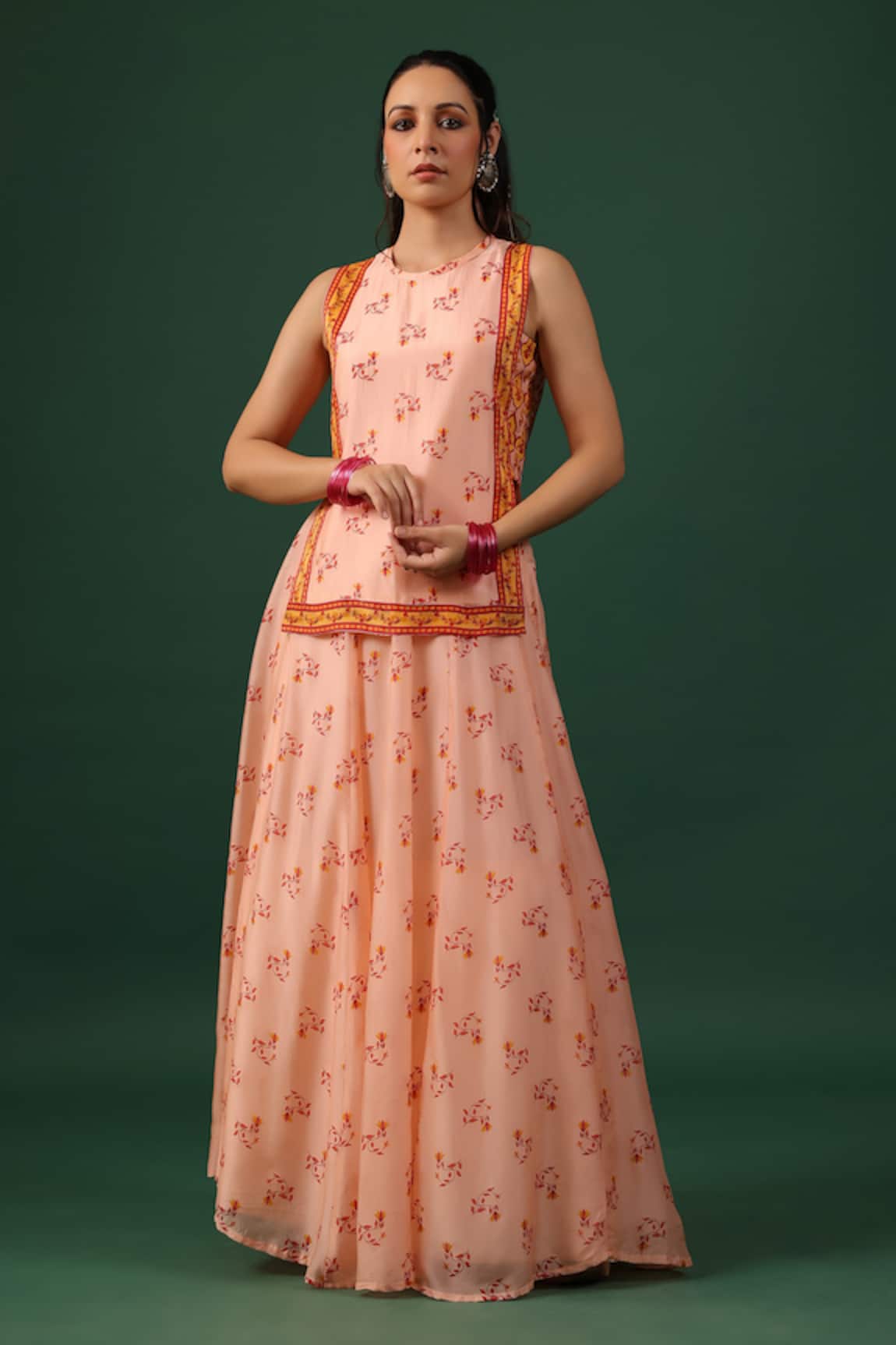 Baaro Masi Printed Kurta Skirt Set 