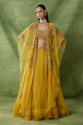 Awigna Beira Embroidered Cape Lehenga Set