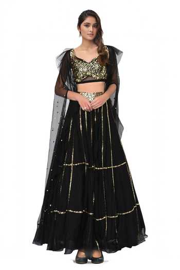 Mani Bhatia Embroidered Lehenga Set with Cape 
