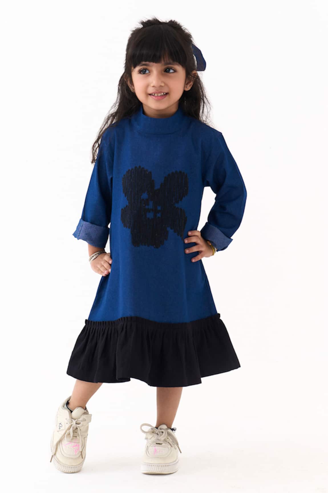 Three Floral Embroidered Frill Dress 