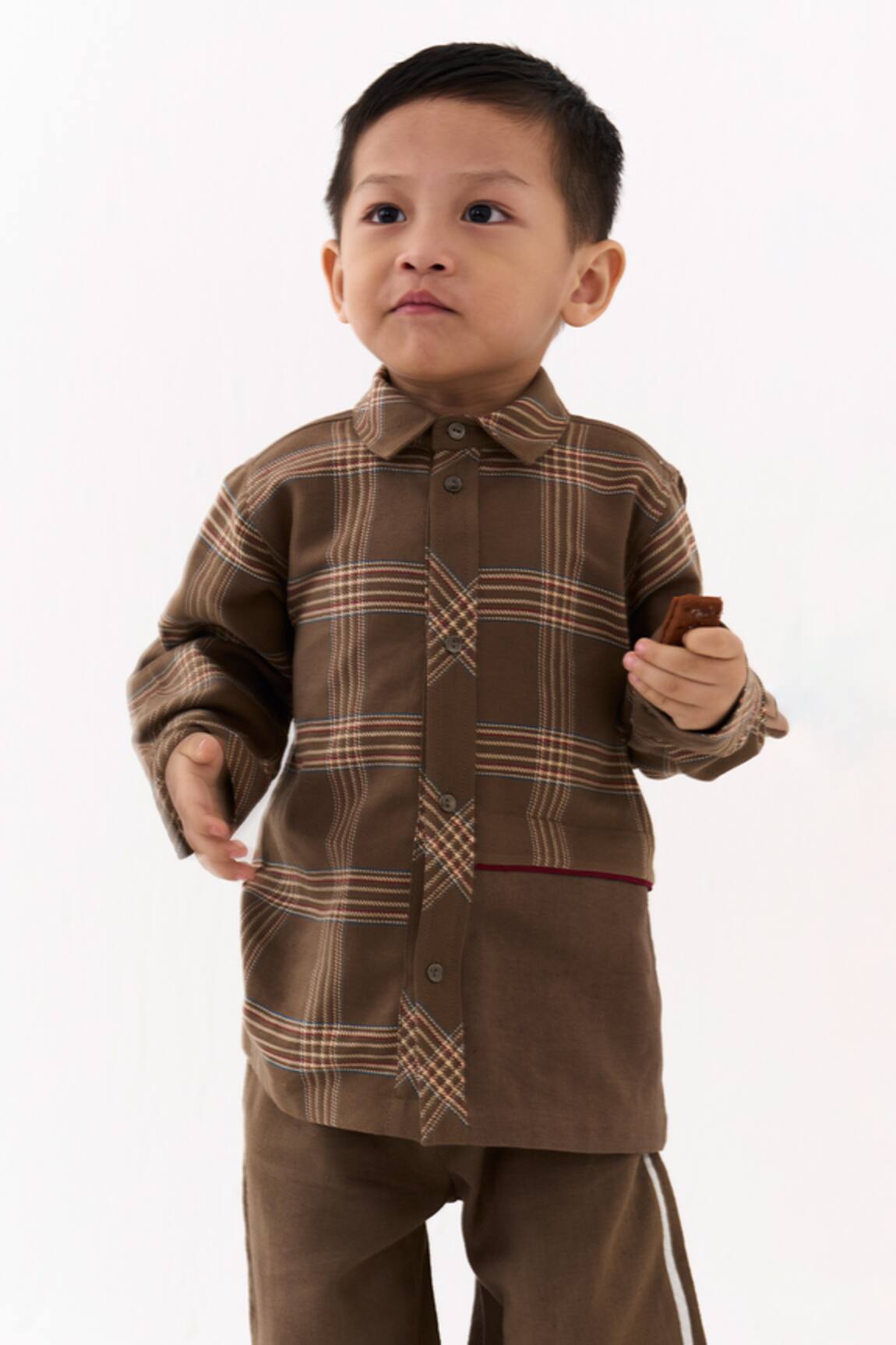 Three Plaid & Solid Melange Shirt 