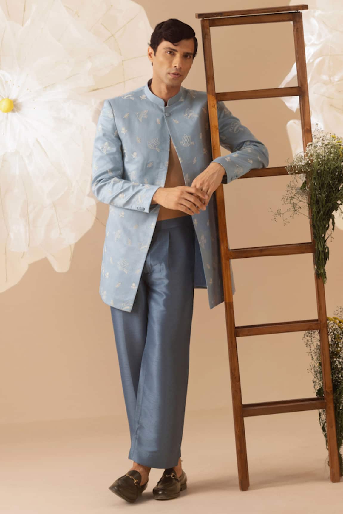 Eleven Brothers Bird Embroidered Bandhgala & Pant Set 