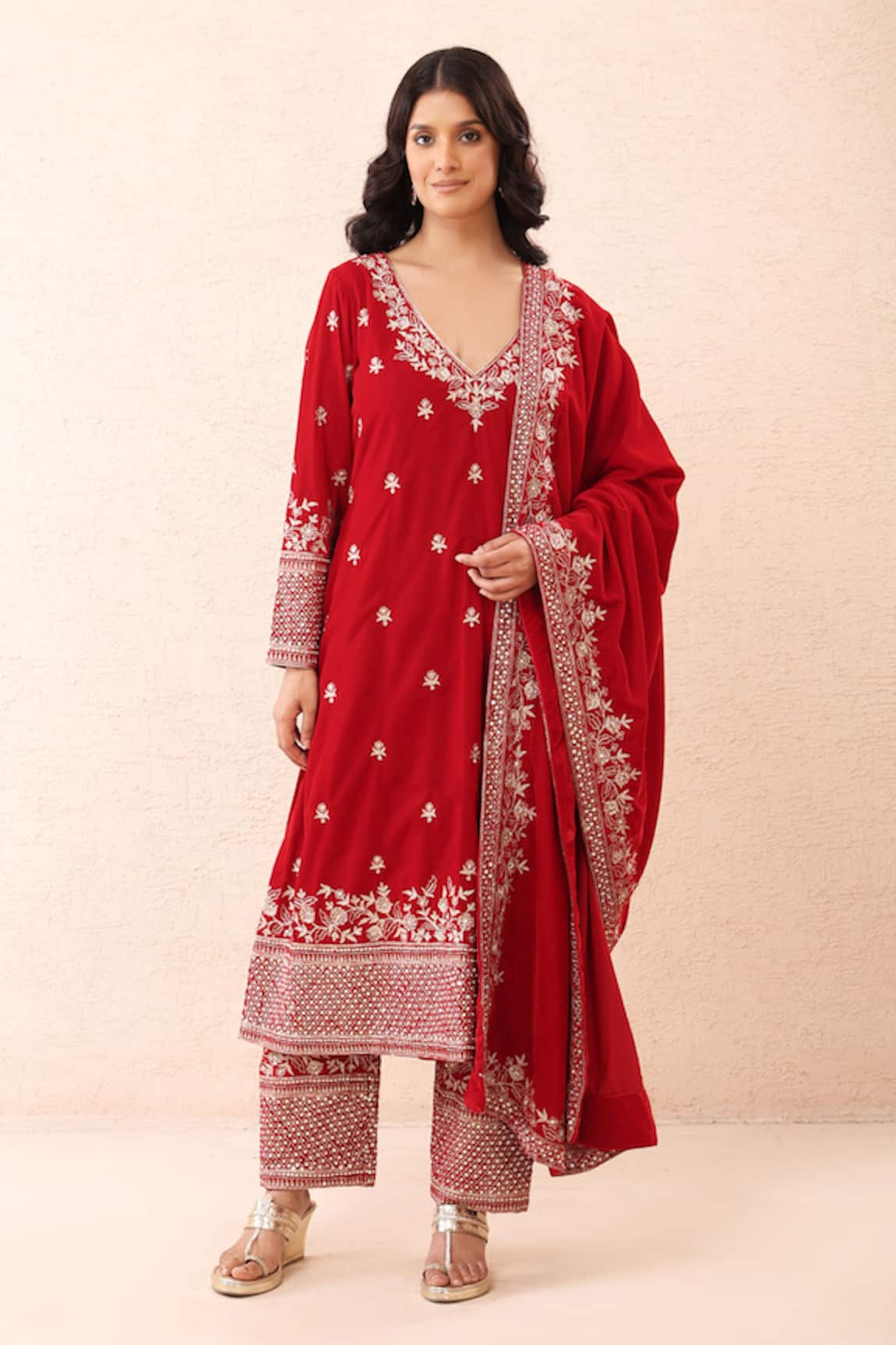 Priyanka Jain Aari Zari Embroidered Velvet Kurta Set 