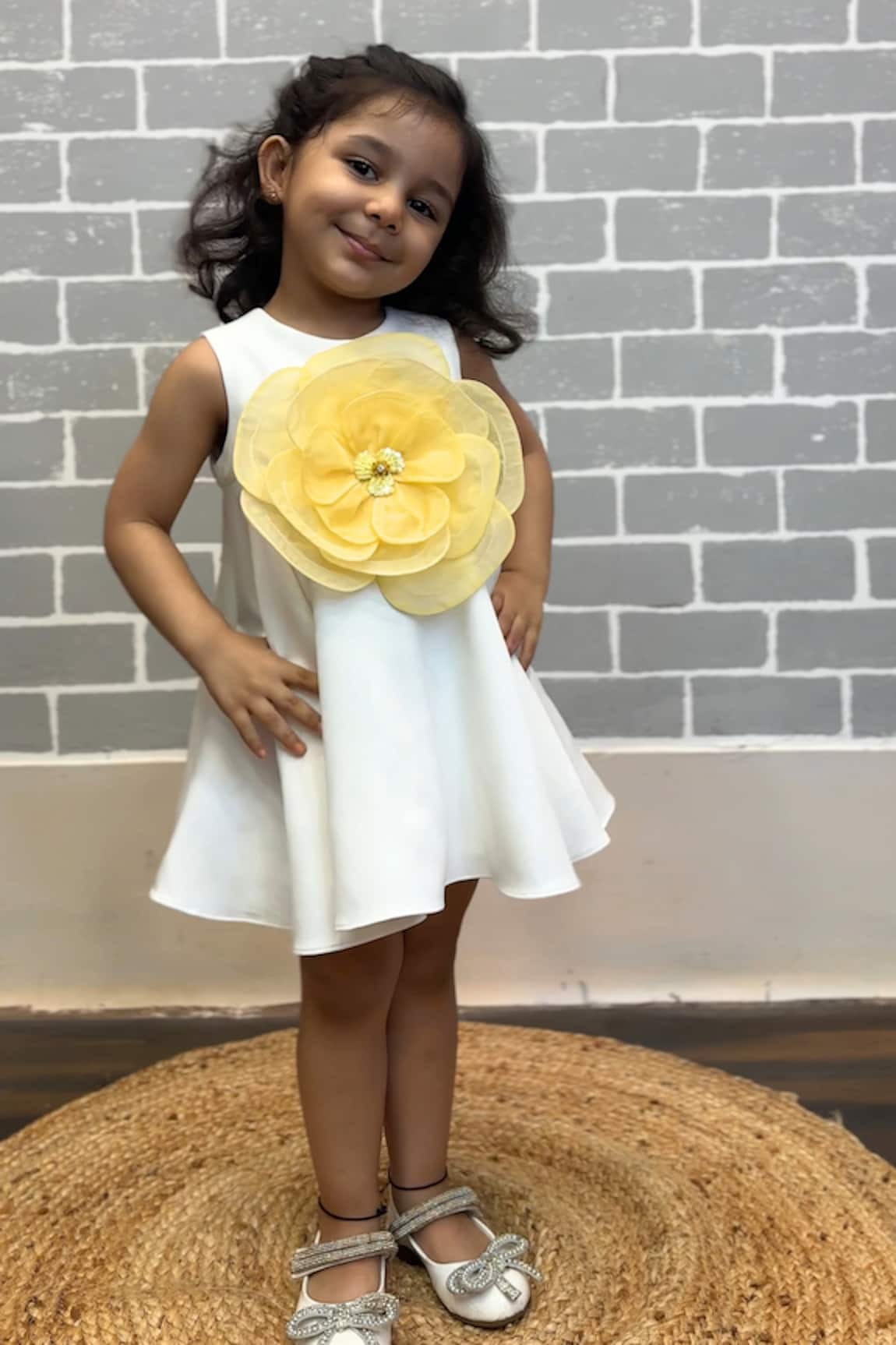 Lil Angels Floral Applique Sleeveless Dress 