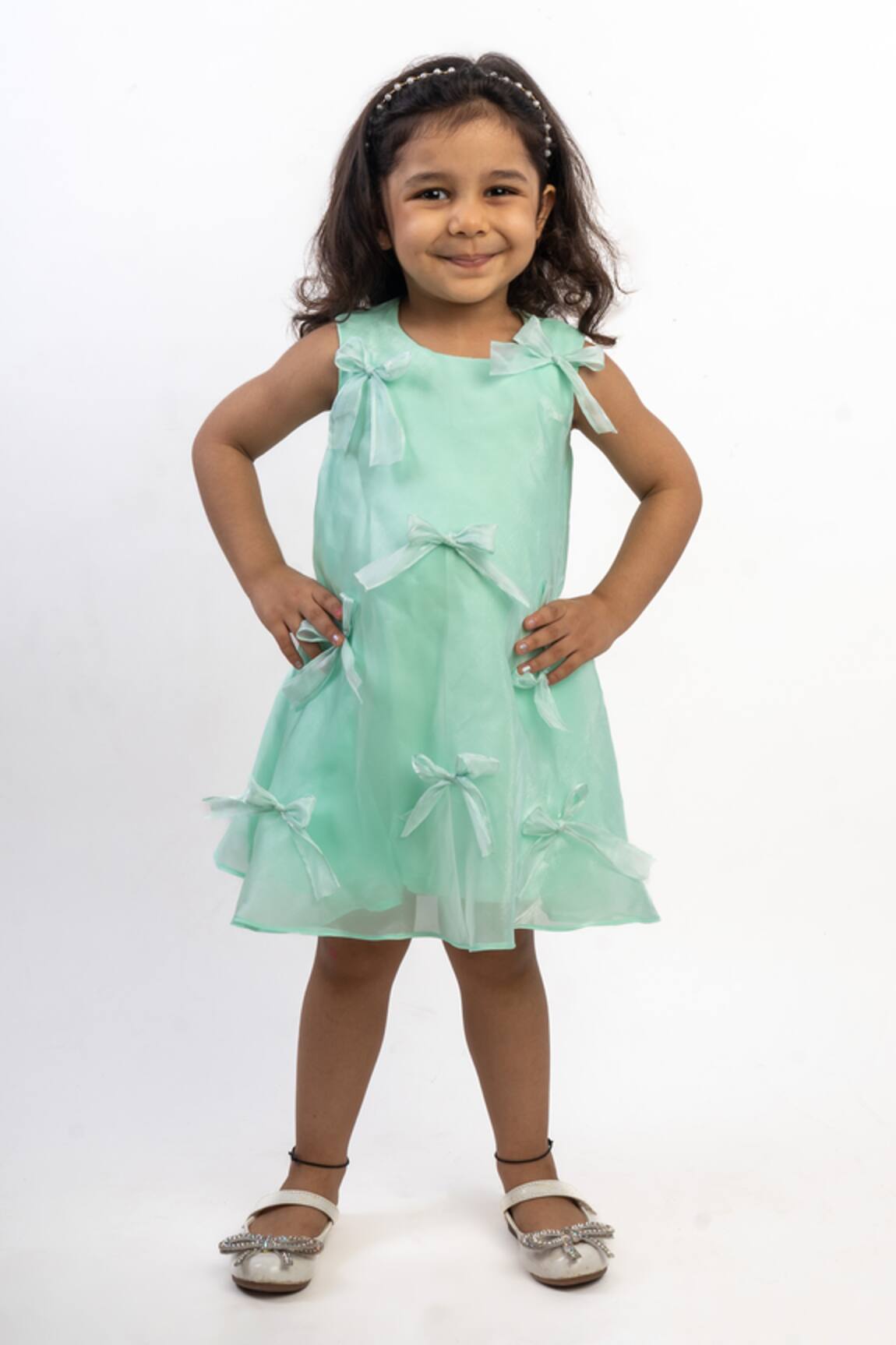 Lil Angels Organza Bow Embellished Dress 