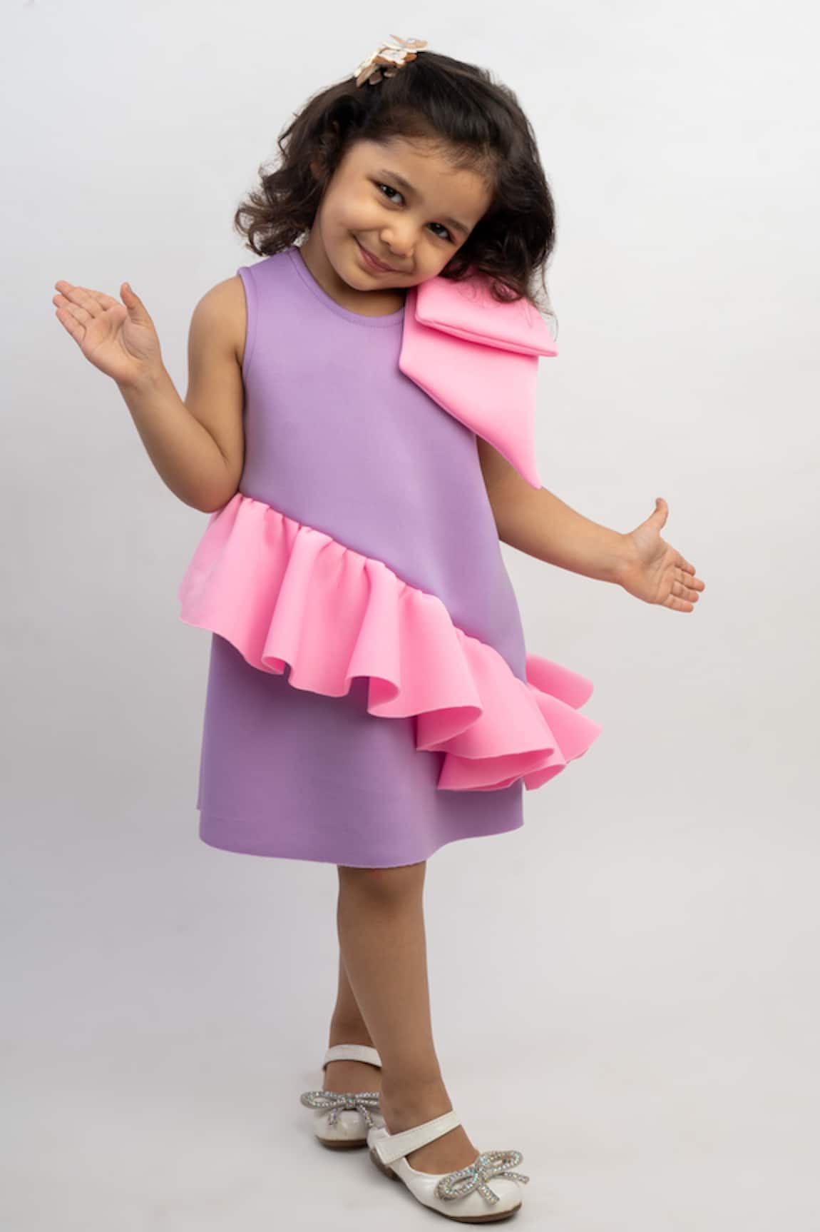 Lil Angels Ruffled Bow Detail Dress 