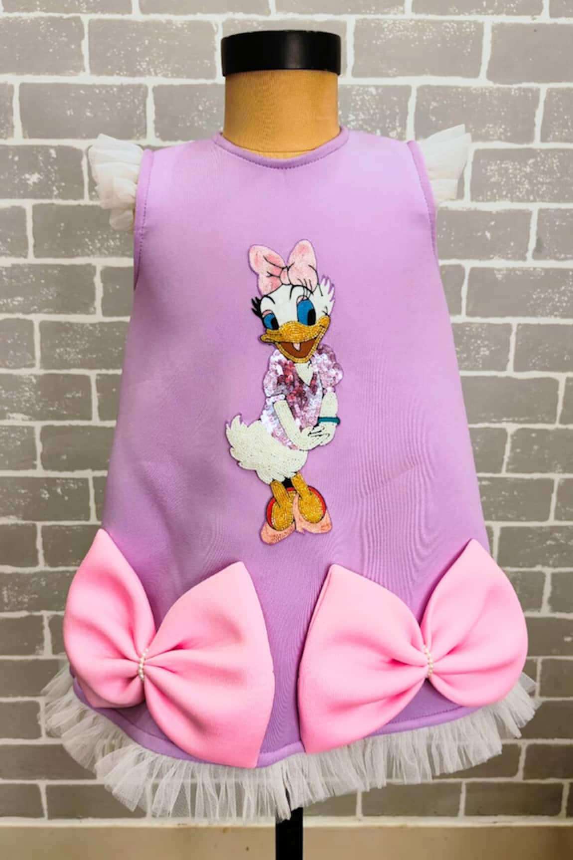 Lil Angels Daisy Duck Applique Bow Dress 