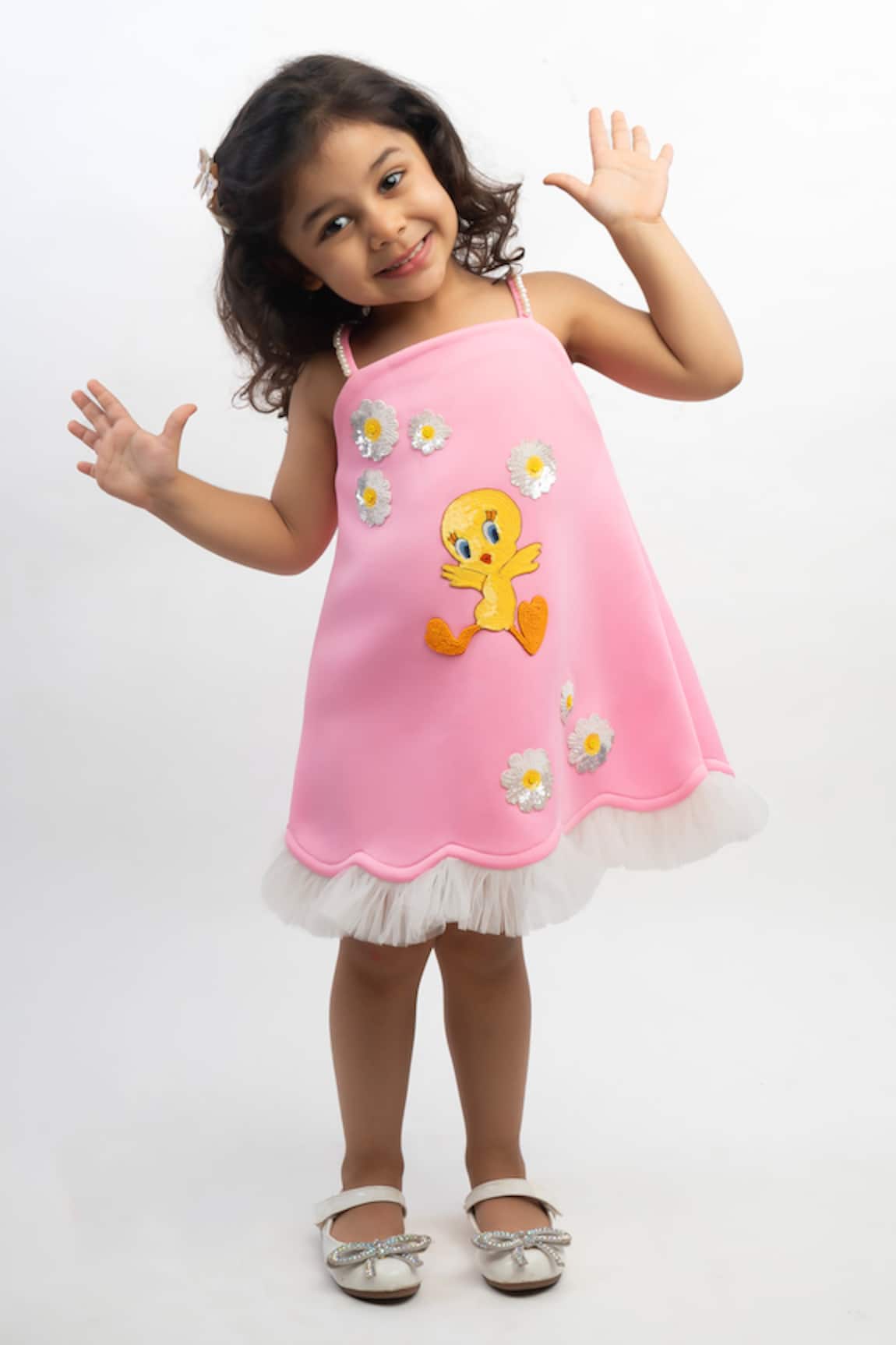 Lil Angels Tweety Bird & Floral Sequin Dress 