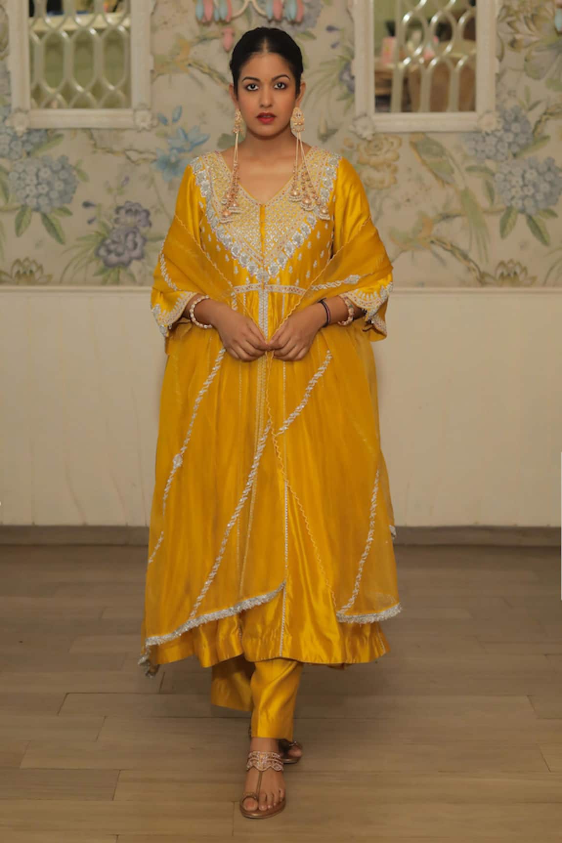 Vinita Bhansali Noorani Yellow Anarkali Set 
