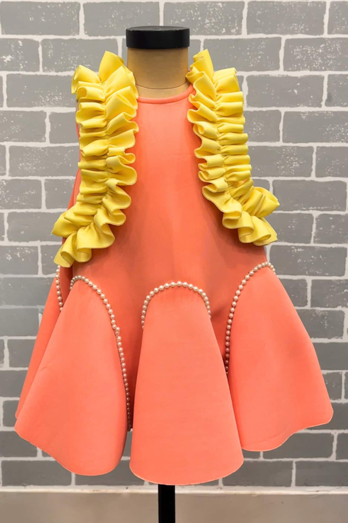 Lil Angels Ruffle & Pearl Embellished Dress 