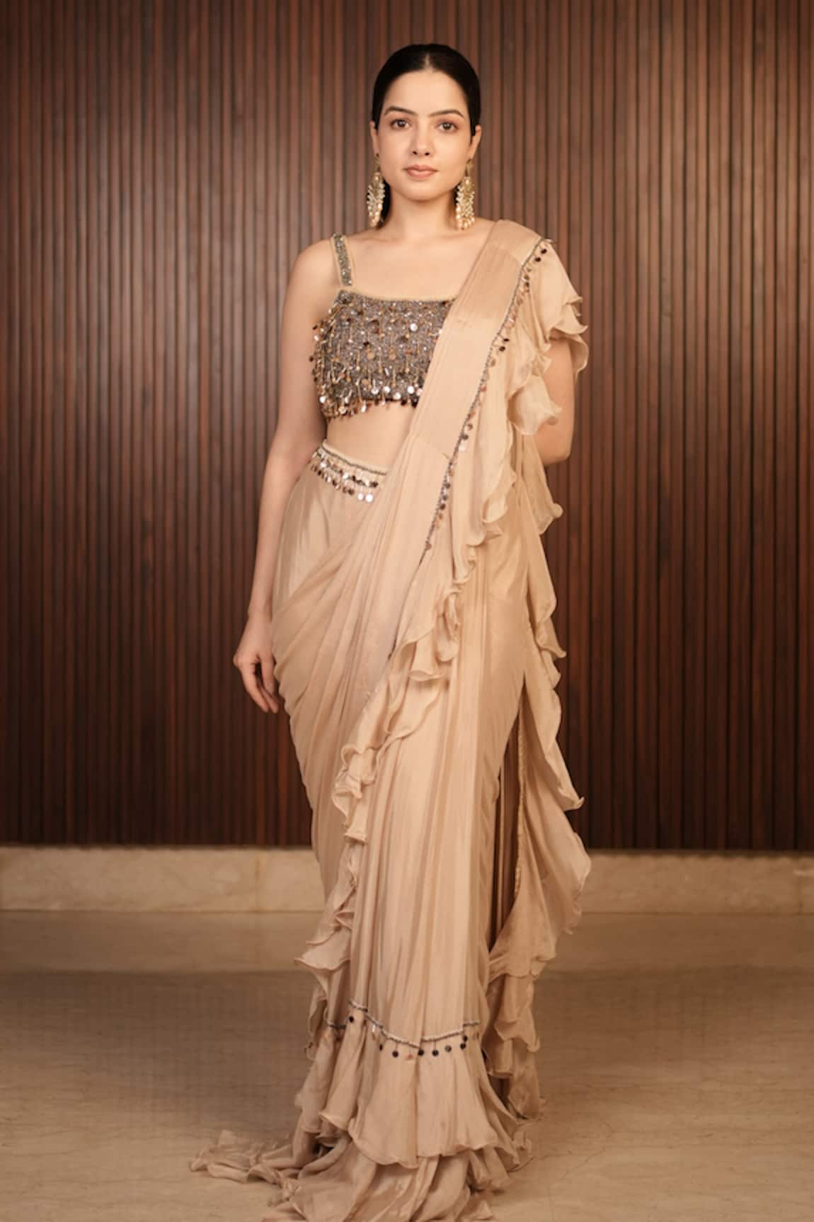 Ritika Verma Safa Embellished Pre-Draped Saree With Blouse 