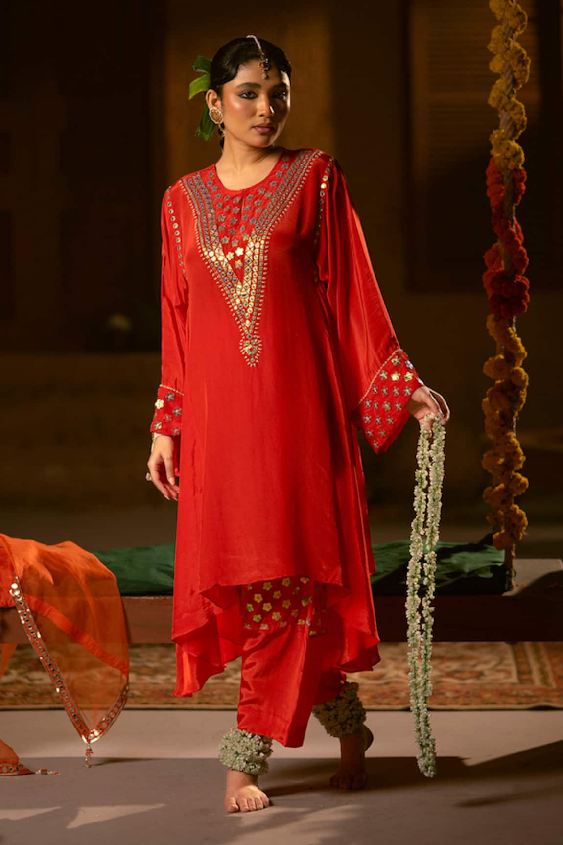 Prahnaaya Ramani Asymmetric Kurta With Salwar 