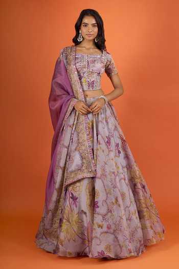 Mahima Mahajan Floral Print Silk Organza Lehenga Set 