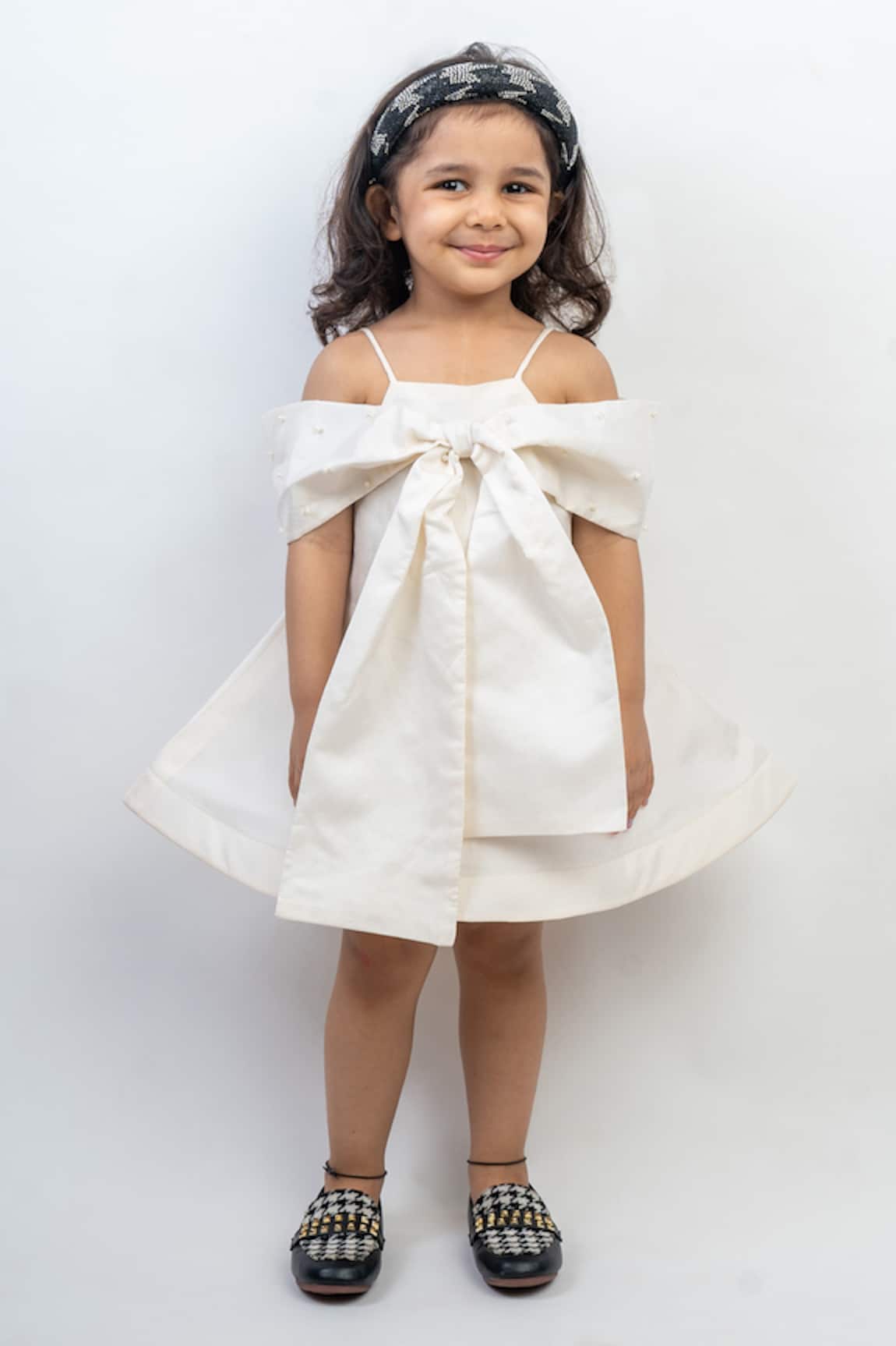 Lil Angels Off Shoulder Bow Detail Dress 