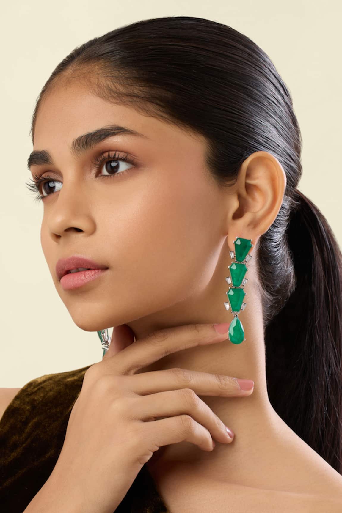 Isharya Metropole Emerald Danglers 