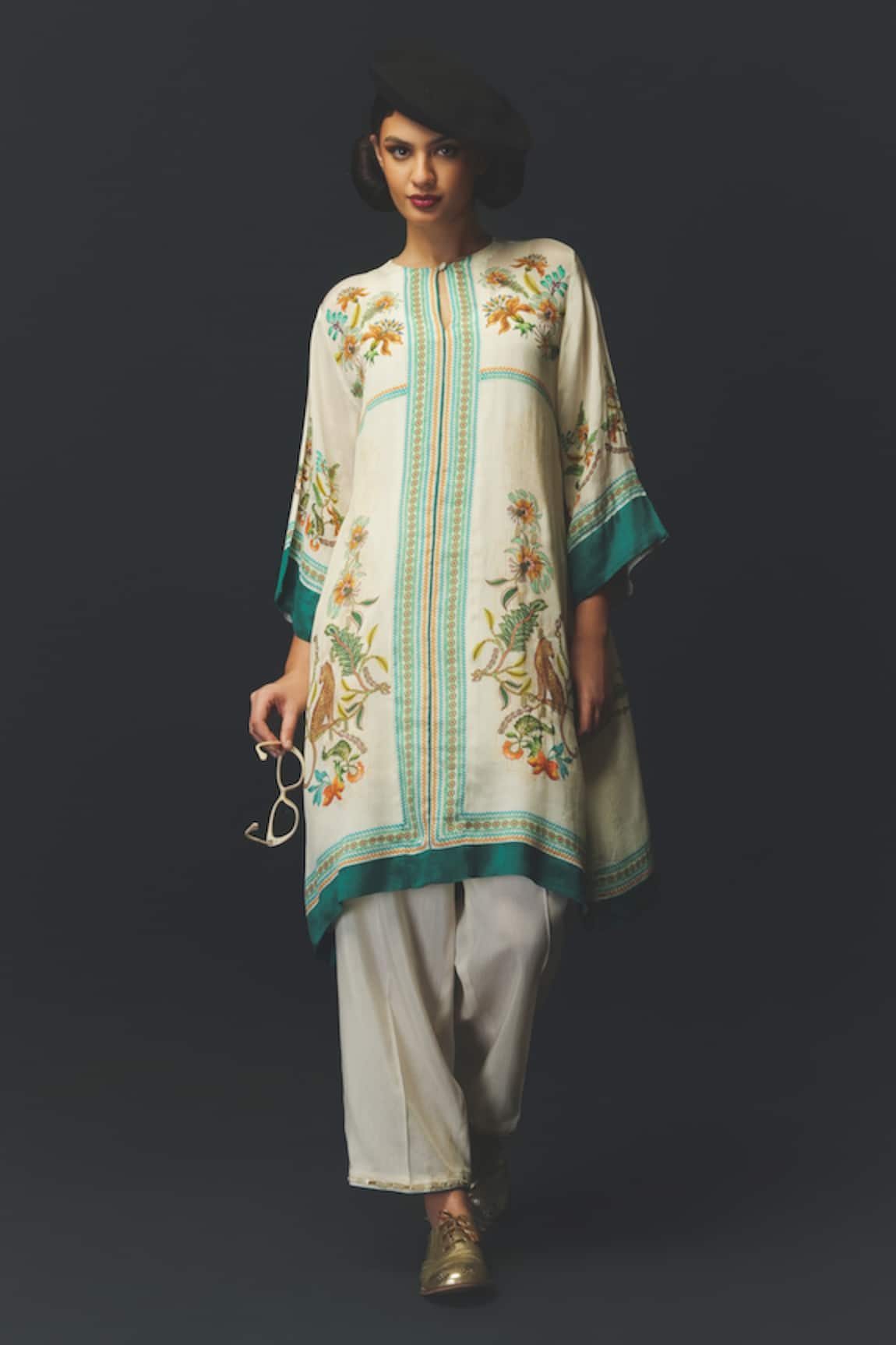 Basil Leaf Floral Print Kurta Set 