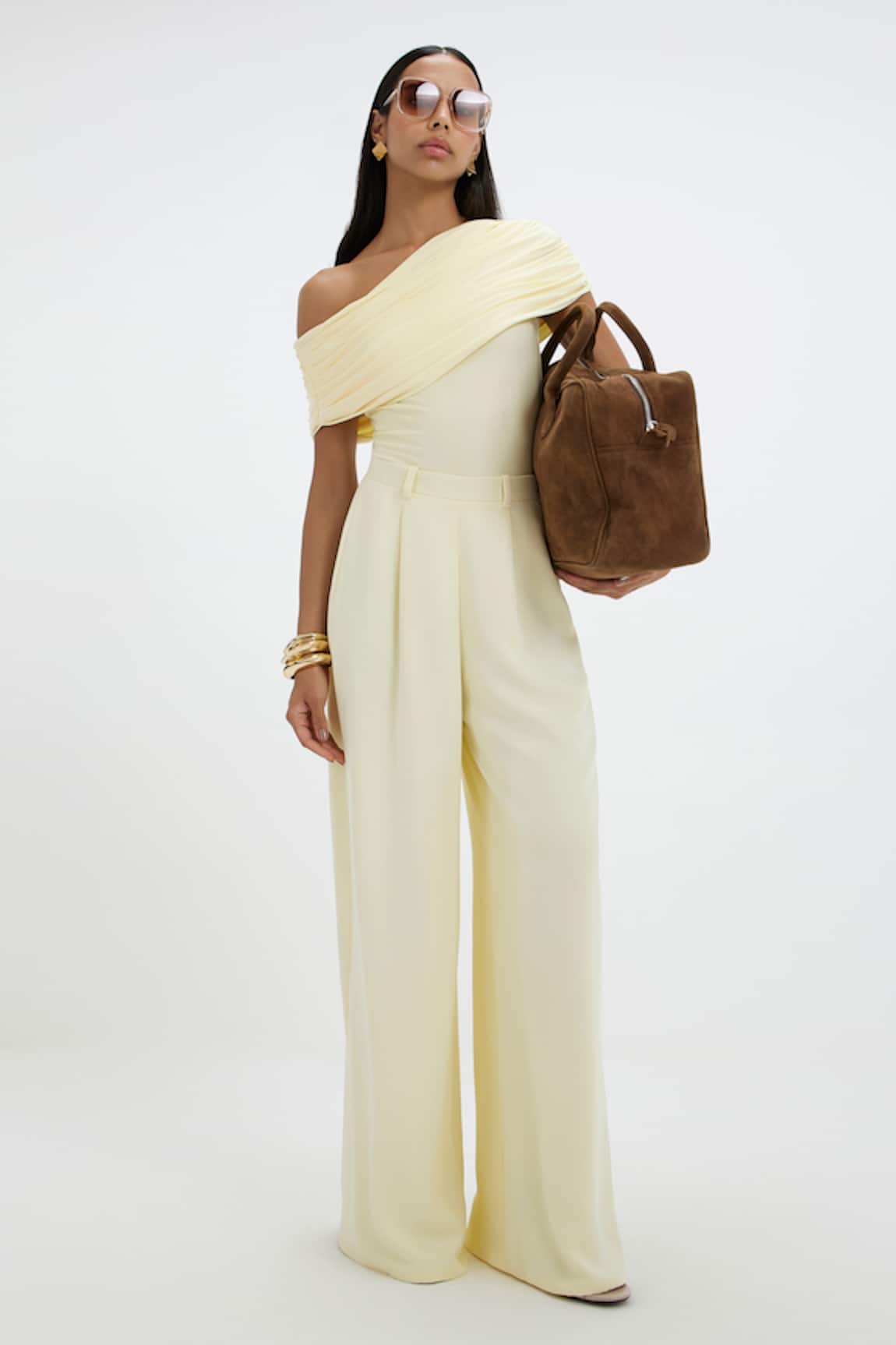 Deme By Gabriella Mayim Draped Bodysuit & Pant Set 