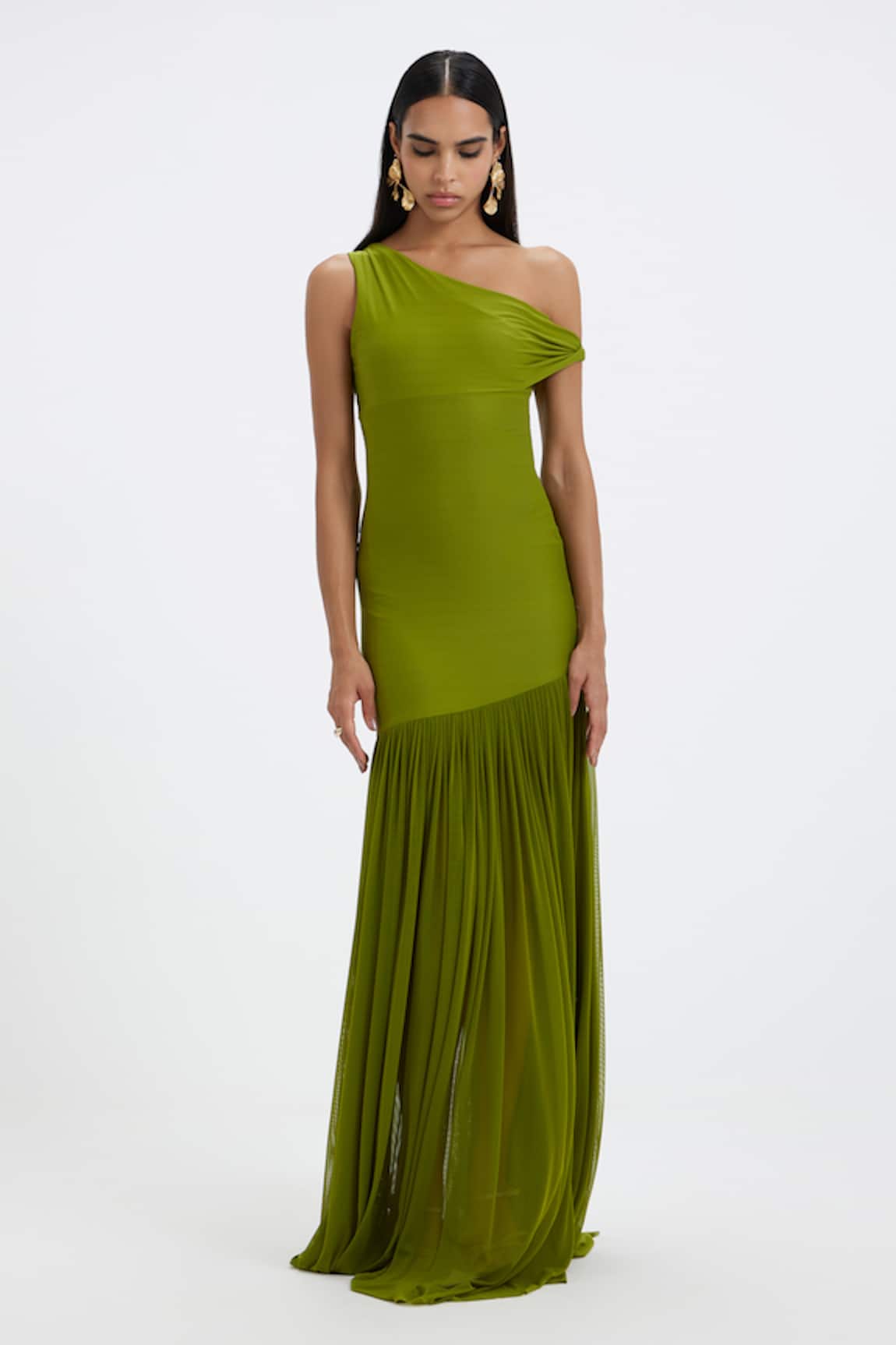 Deme By Gabriella Tiffany One Shoulder Pleated Gown 