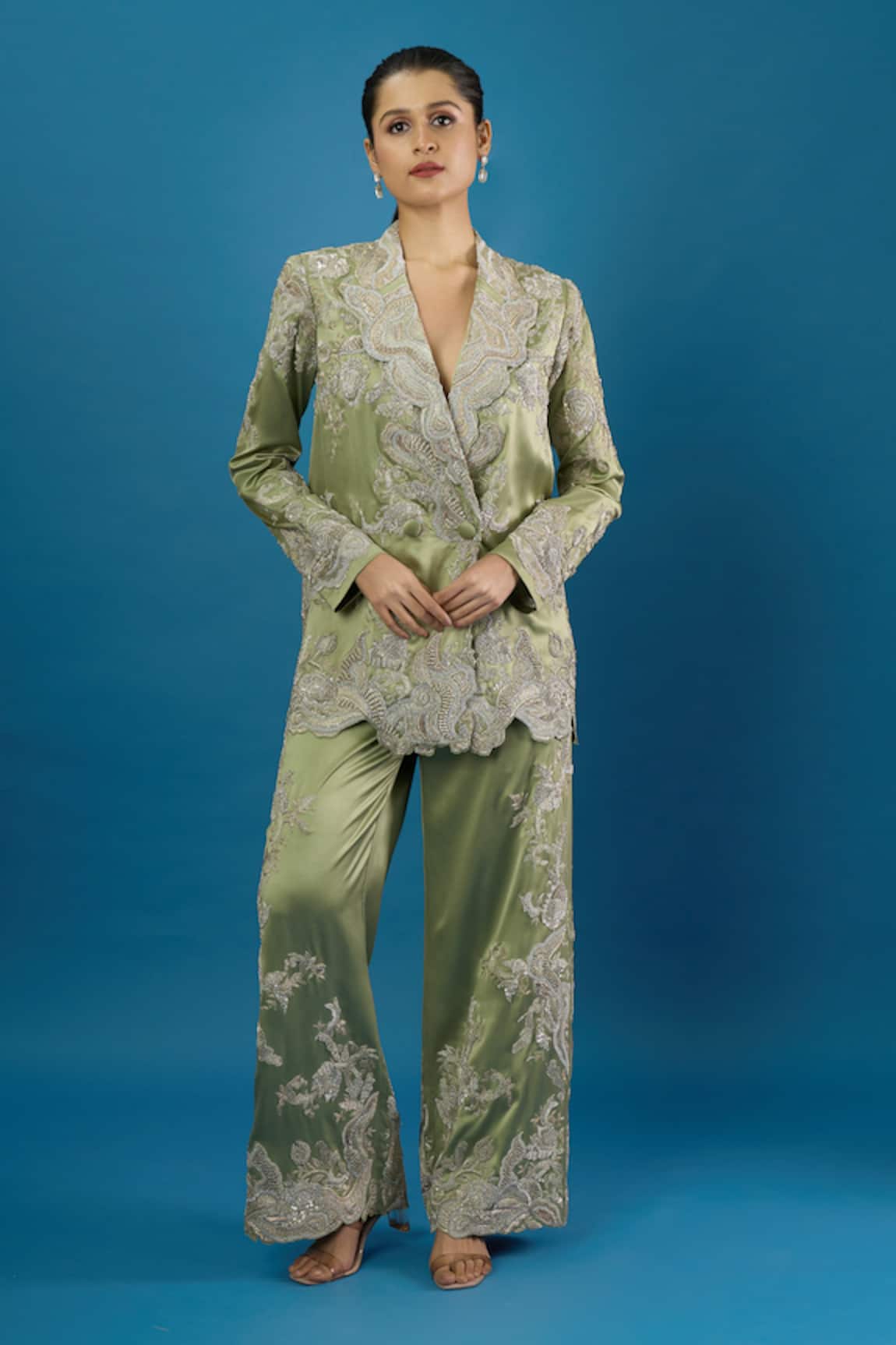 Anamika Khanna Embroidered Blazer & Pant Set 