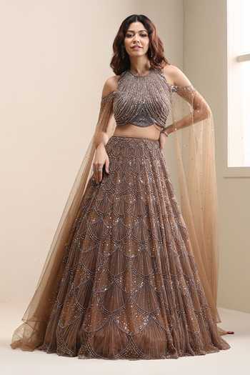Chaashni By Maansi And Ketan Zirconia Embellished Lehenga & Blouse Set 