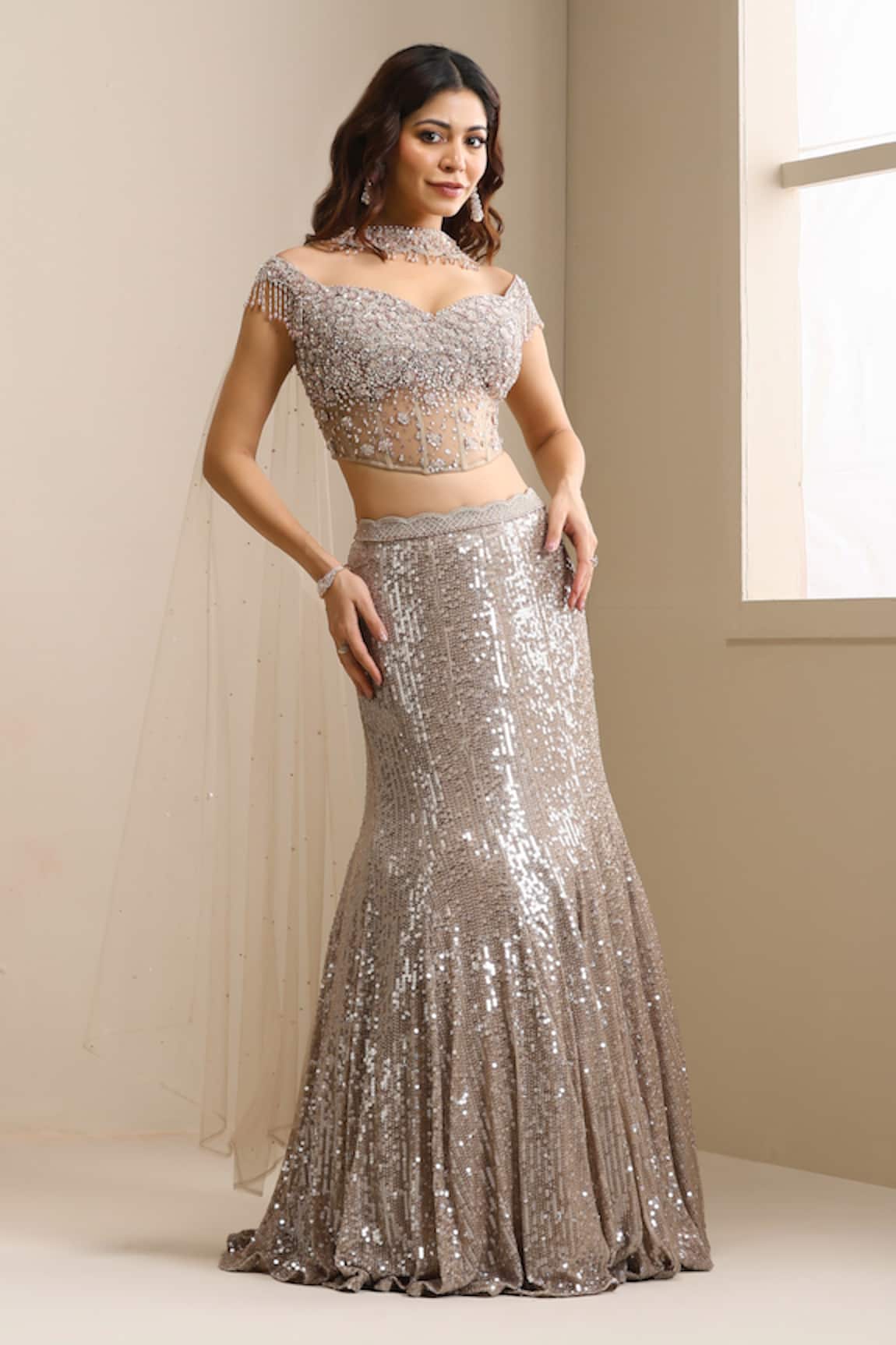 Chaashni By Maansi And Ketan Sequin Embellished Lehenga Set