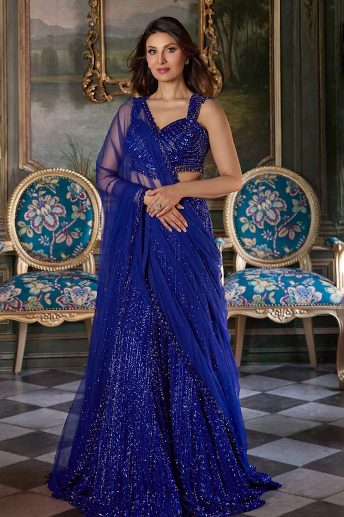 Studio22 By Pulkita Arora Bajaj Opulent Tonal Hand Embroidered Tassel Lehenga Set 