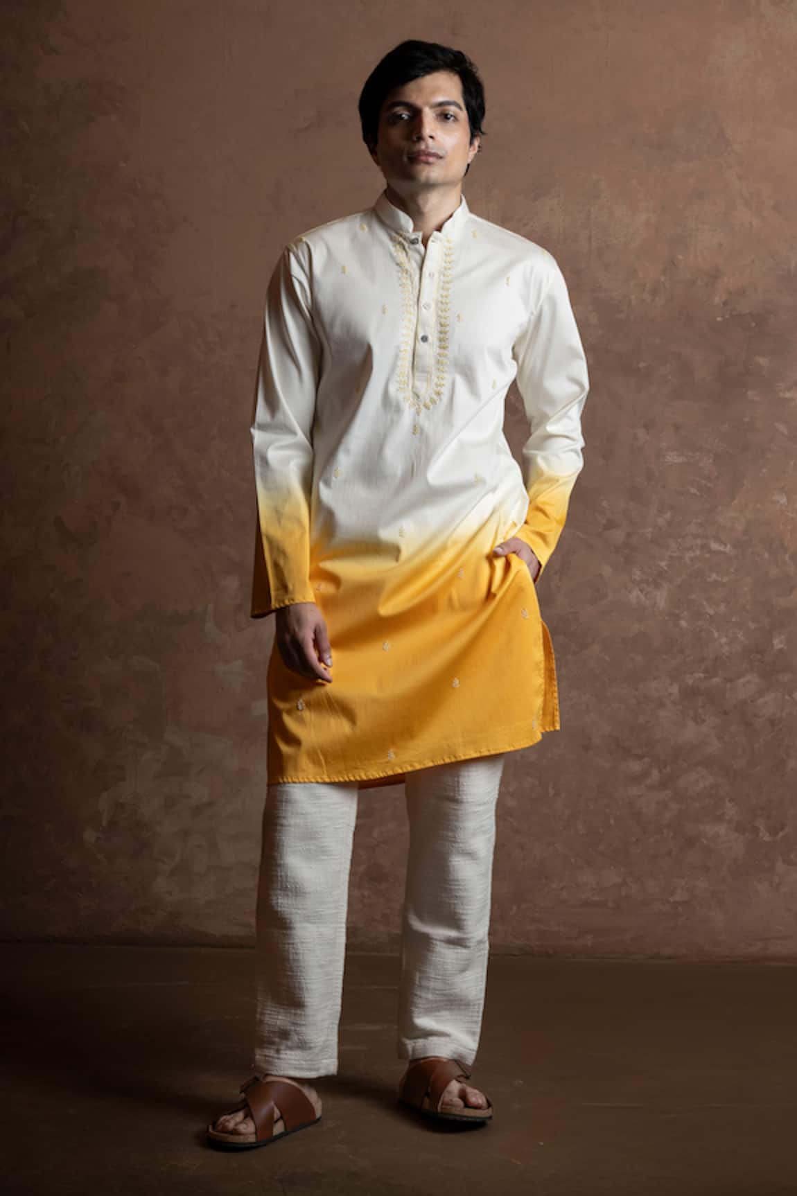 Vaani Beswal Bouquet Ombre Self Embroidered Kurta 