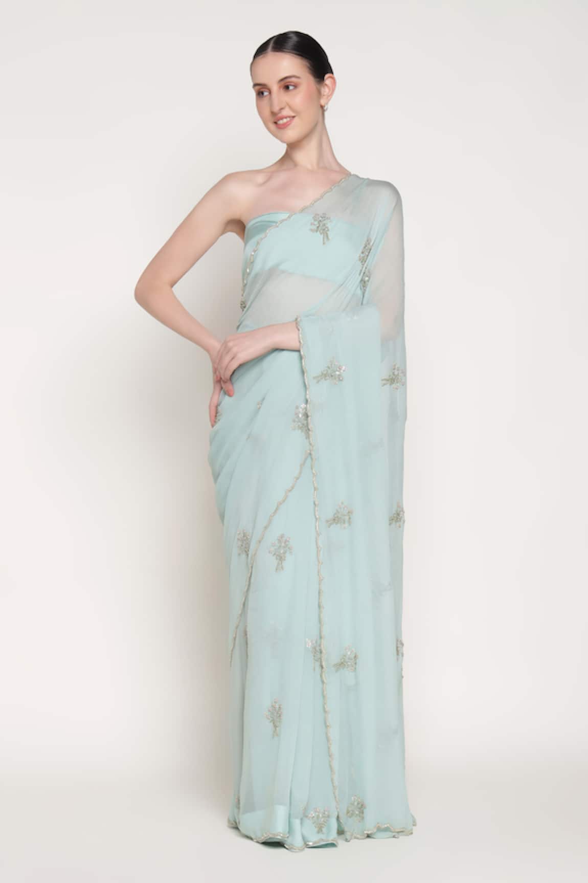 Summer By Priyanka Gupta Girl Bow Embroidered Saree With Blouse 